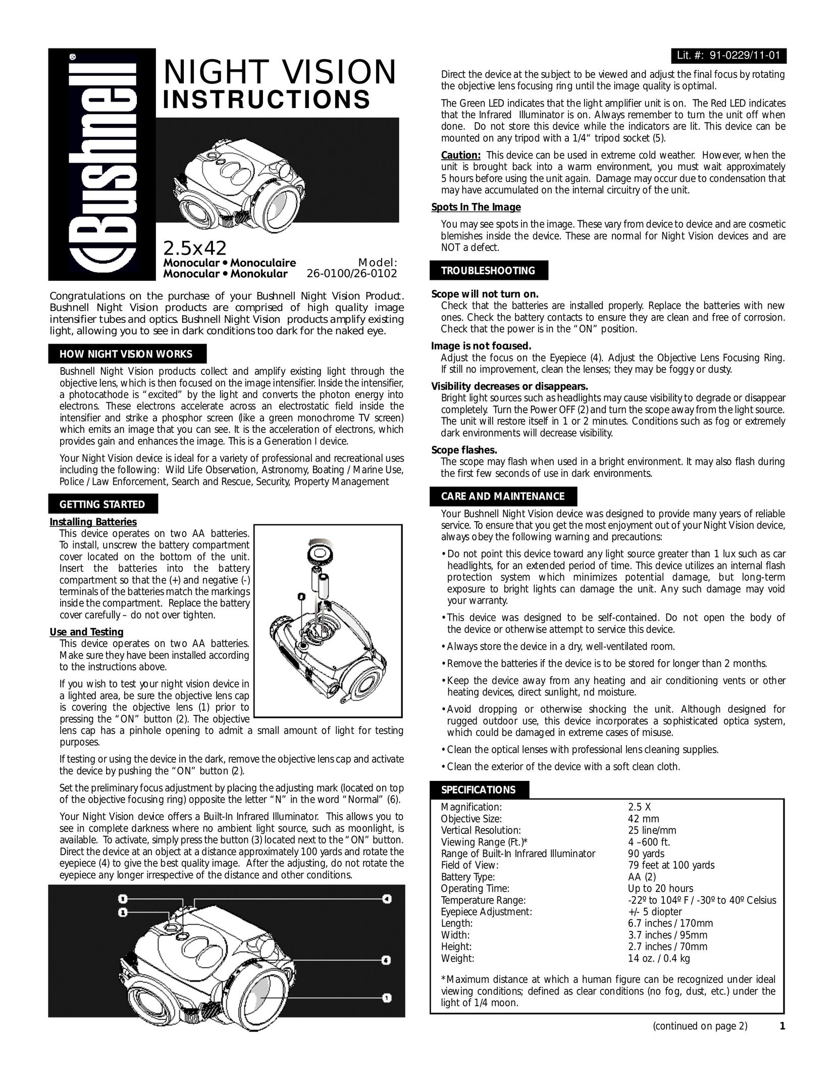 Bushnell 26-0100/26-0102 Lathe User Manual