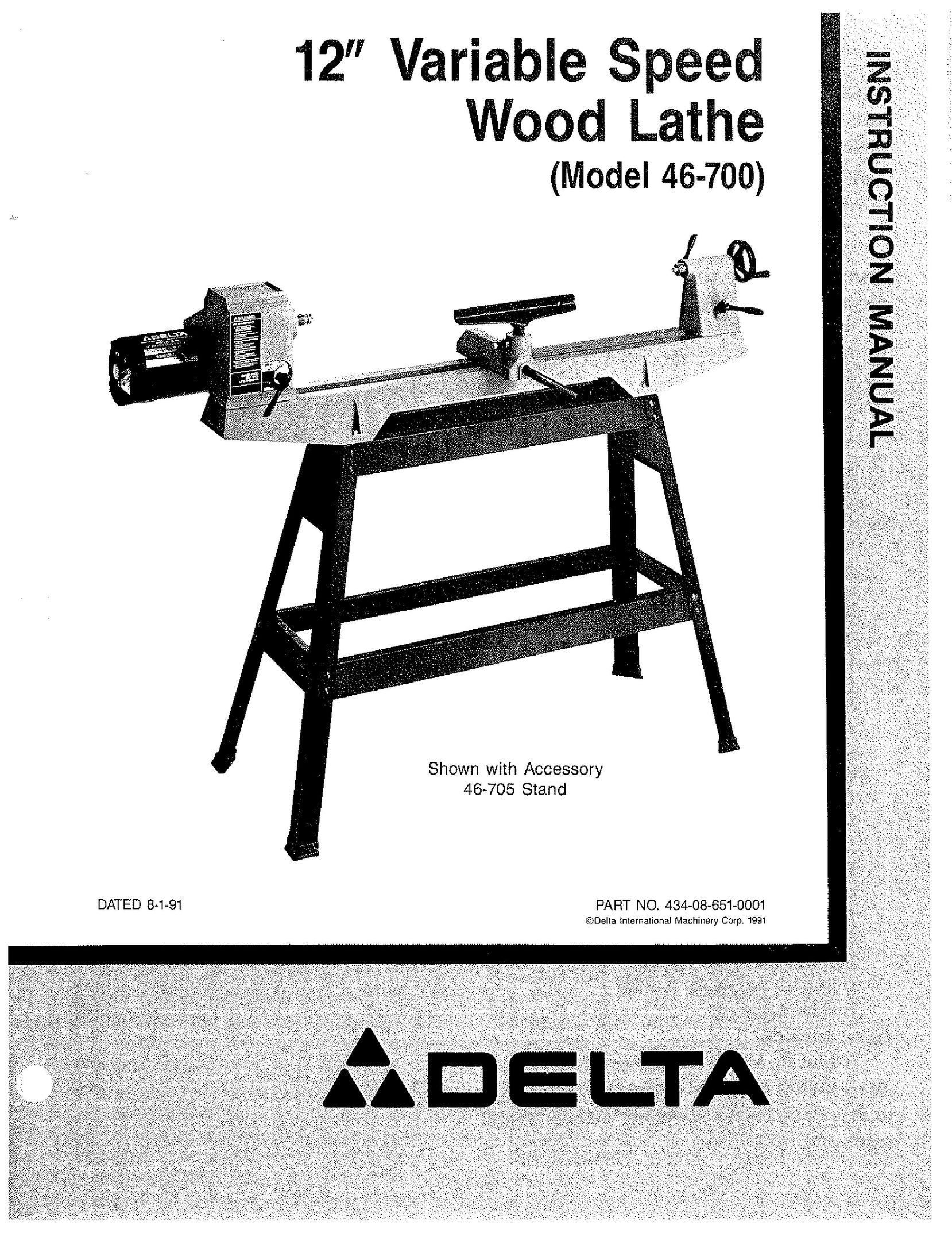 Delta 434-08-651-0001 Lathe User Manual