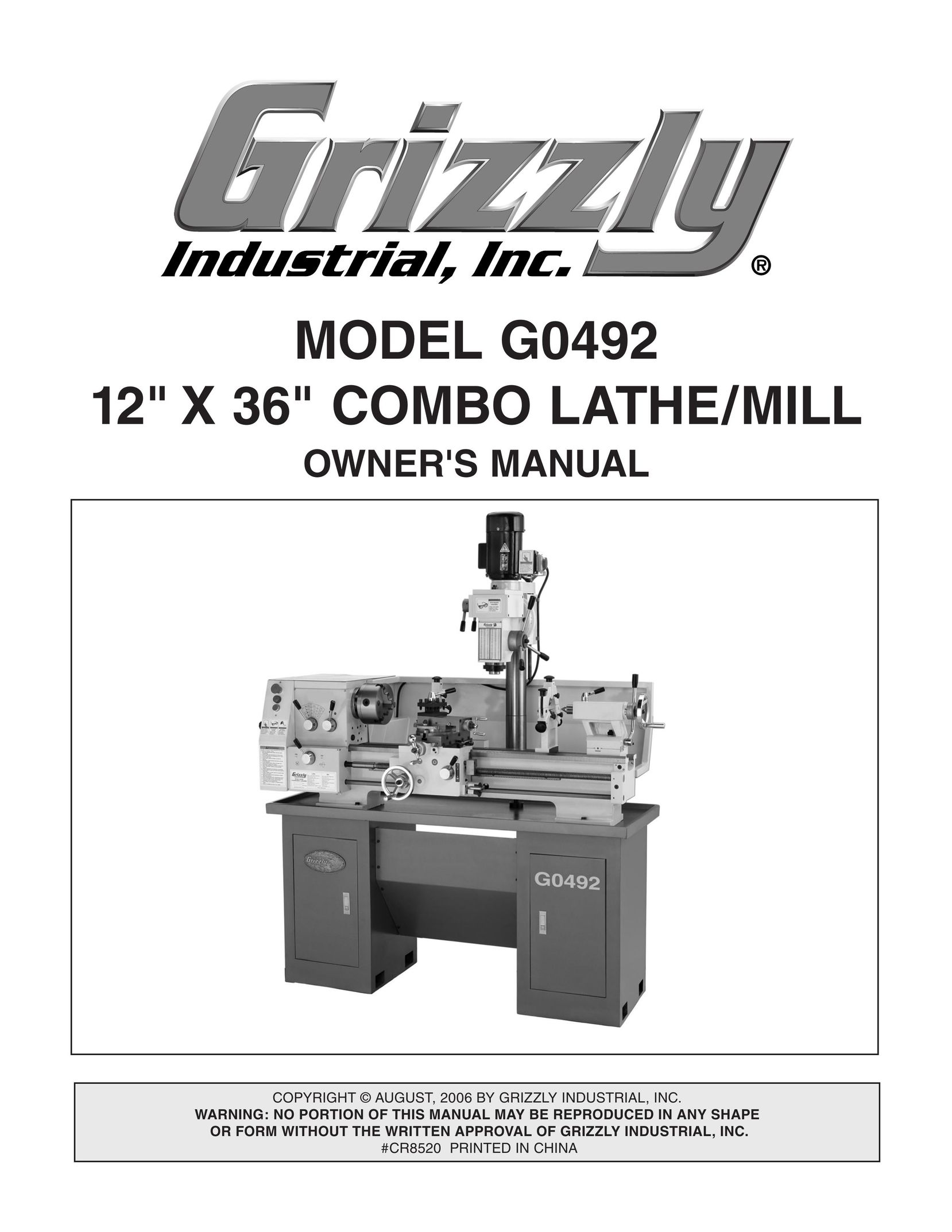 Grizzly G0492 Lathe User Manual