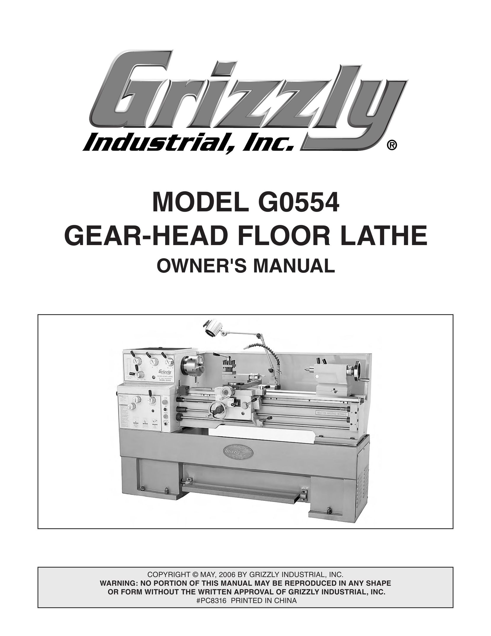 Grizzly G0554 Lathe User Manual