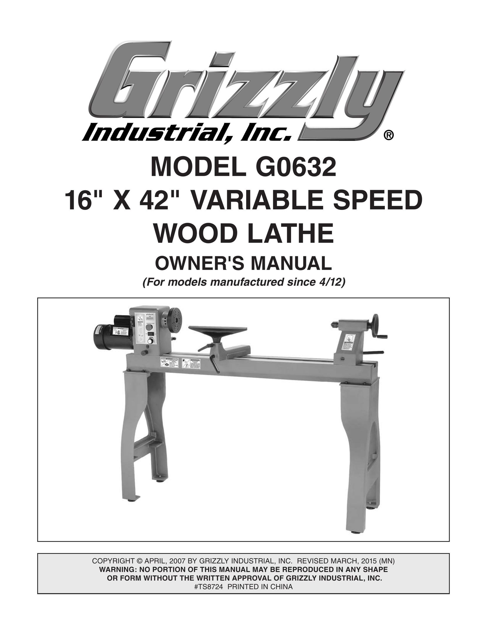 Grizzly G0632 Lathe User Manual