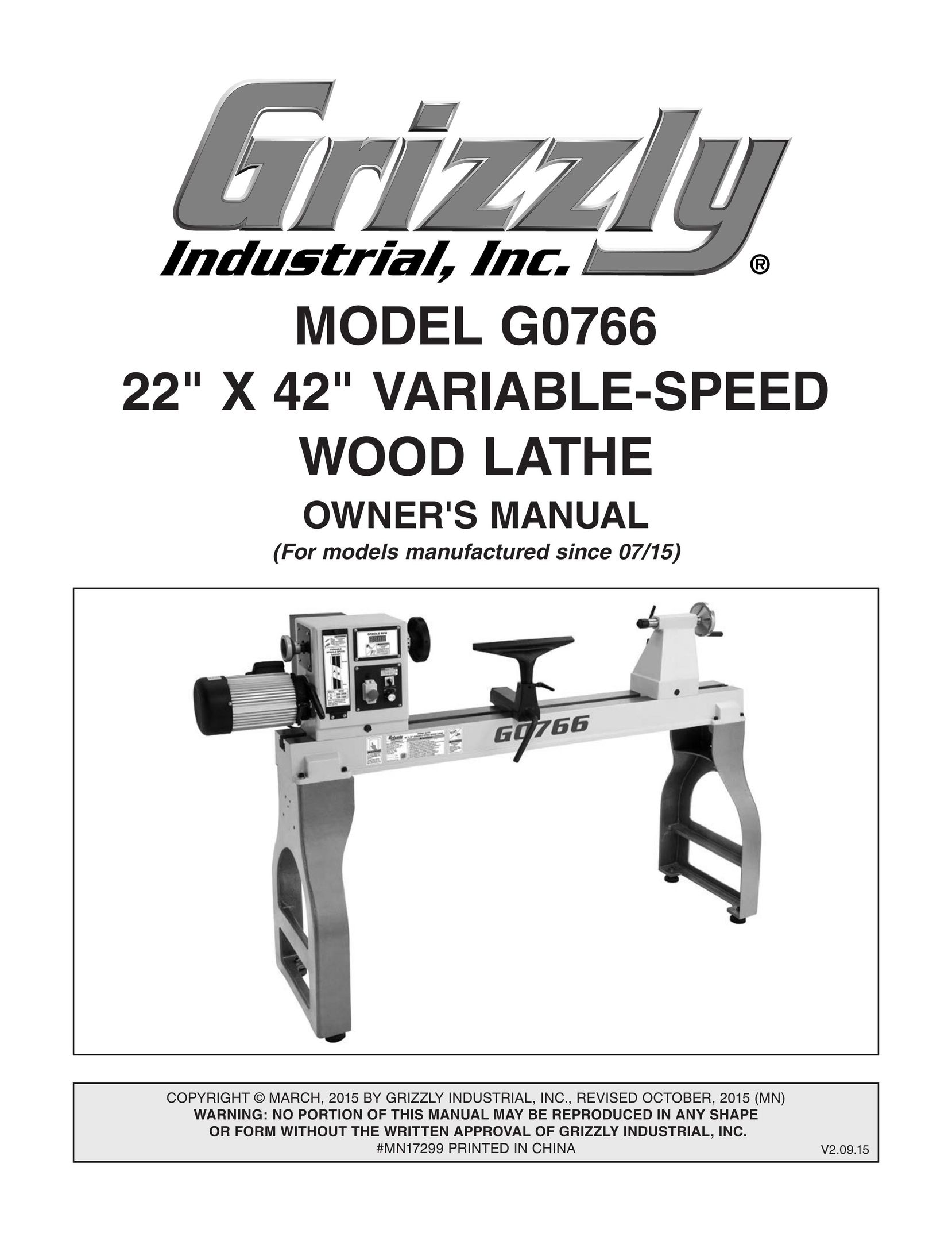 Grizzly G0766 Lathe User Manual