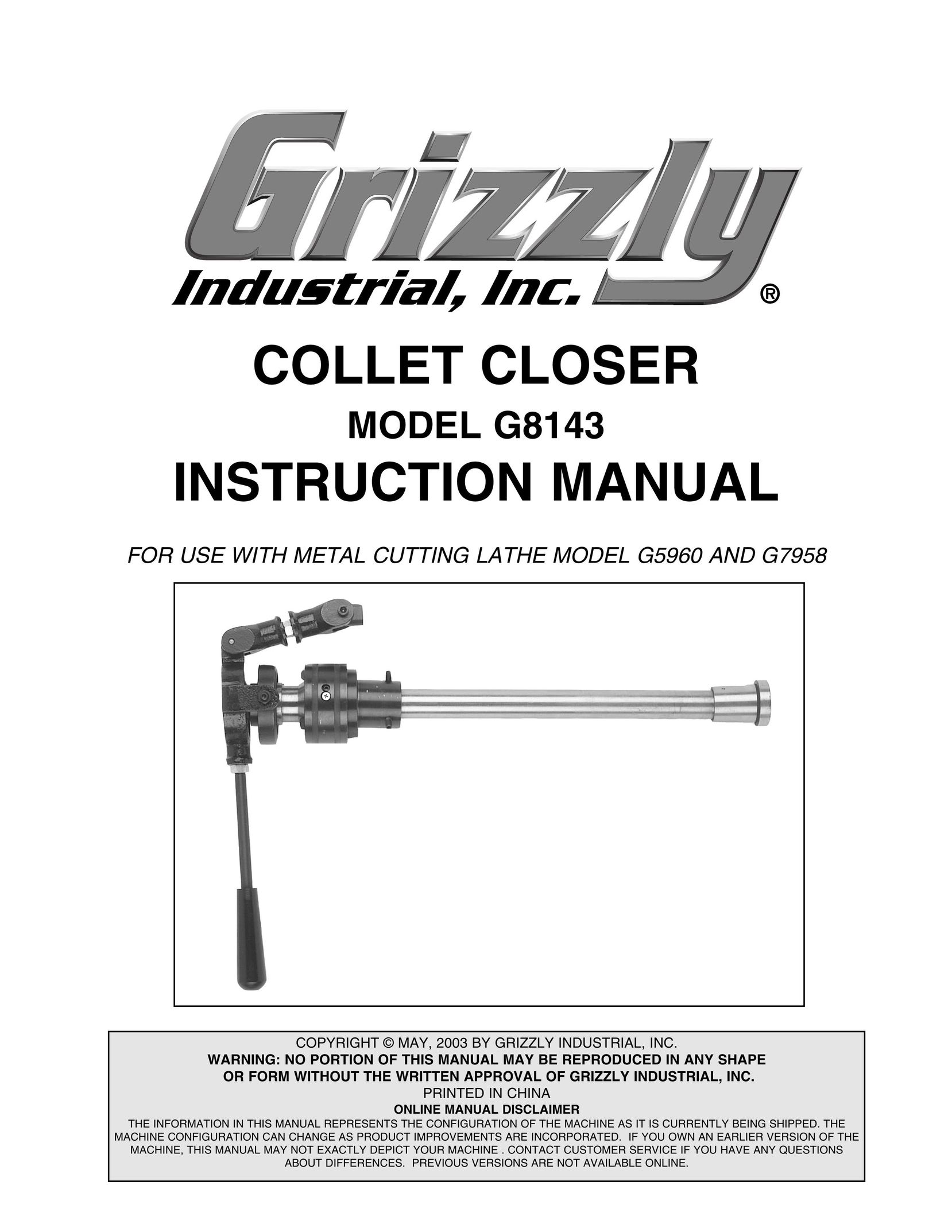 Grizzly G5960 Lathe User Manual