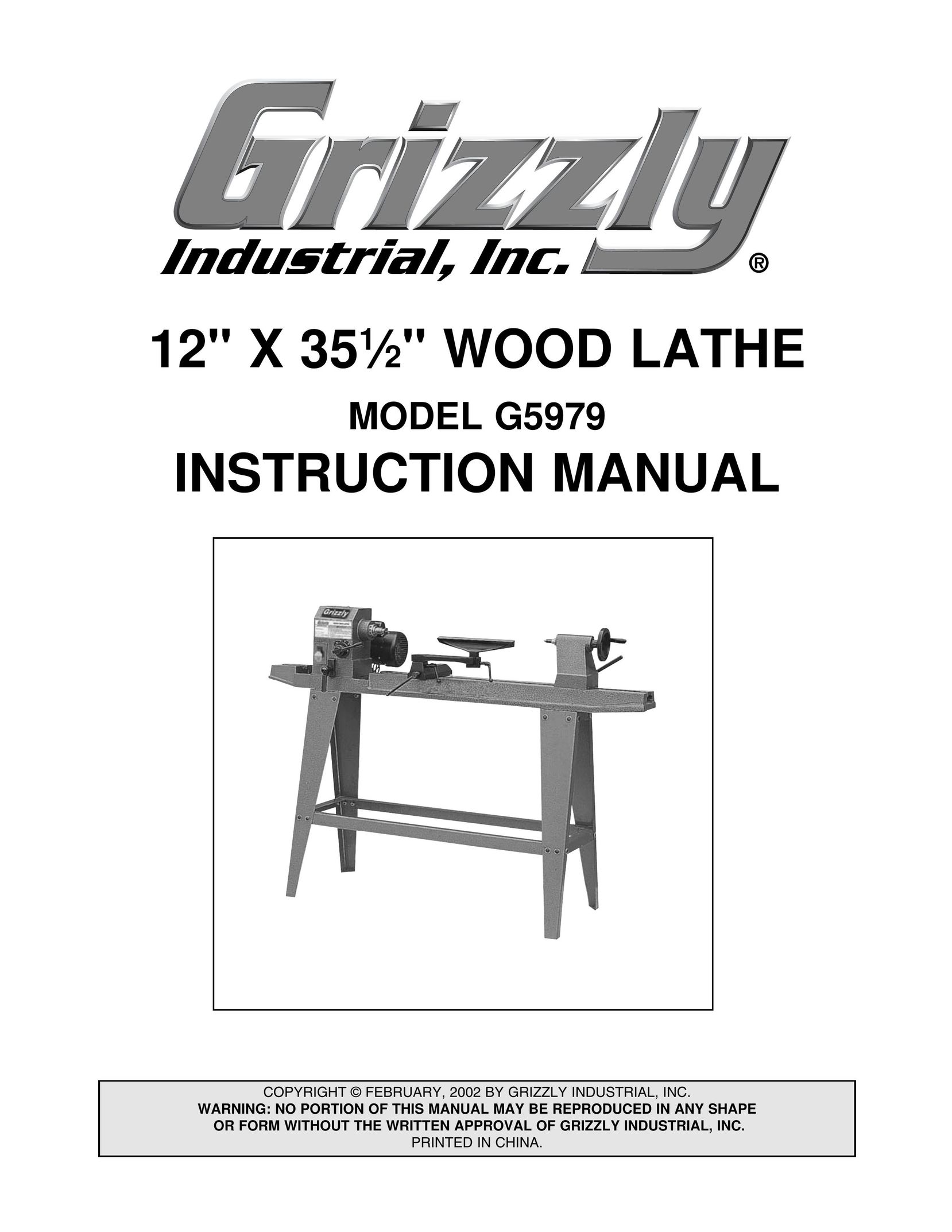 Grizzly G5979 Lathe User Manual