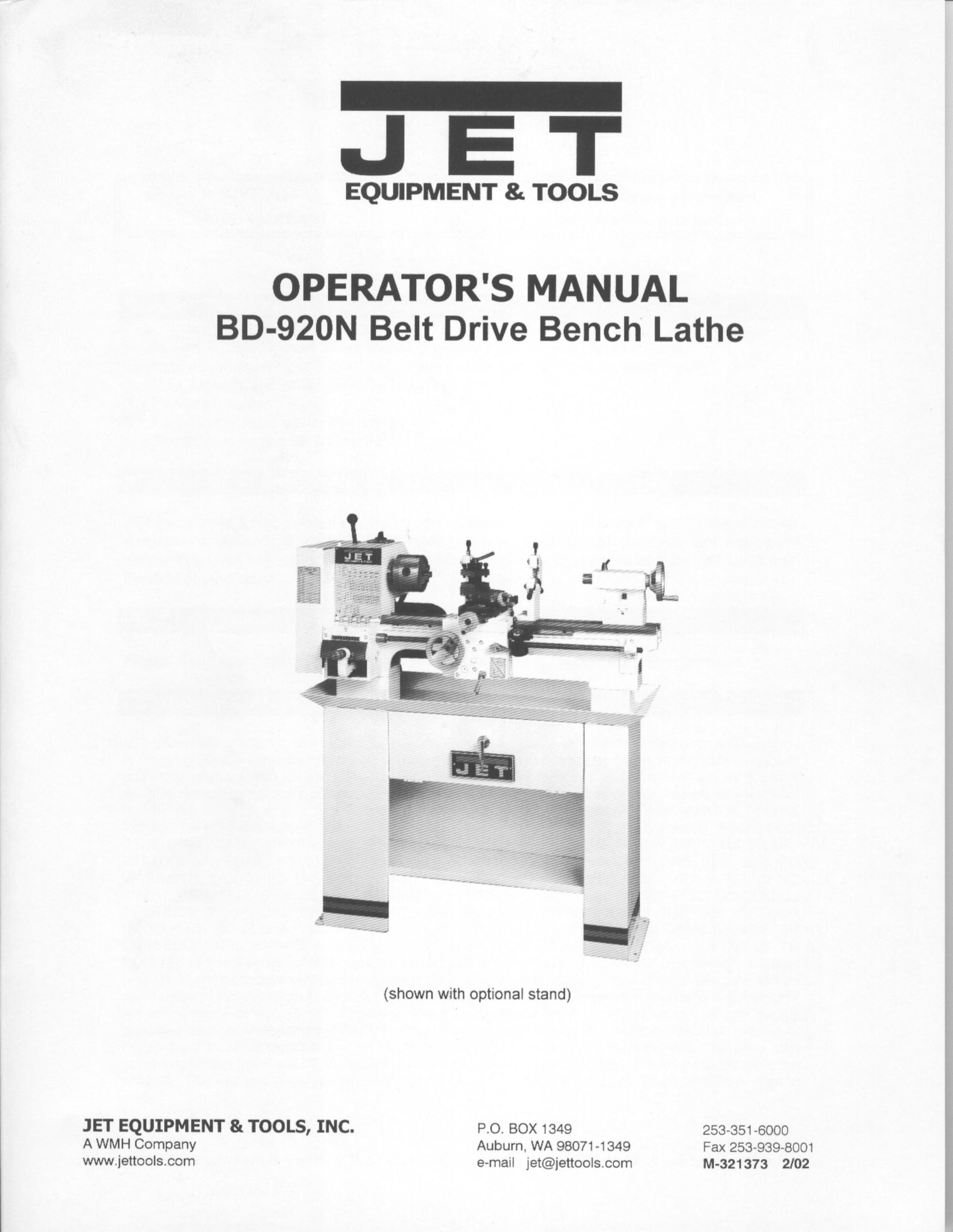 Jet Tools BD-920N Lathe User Manual