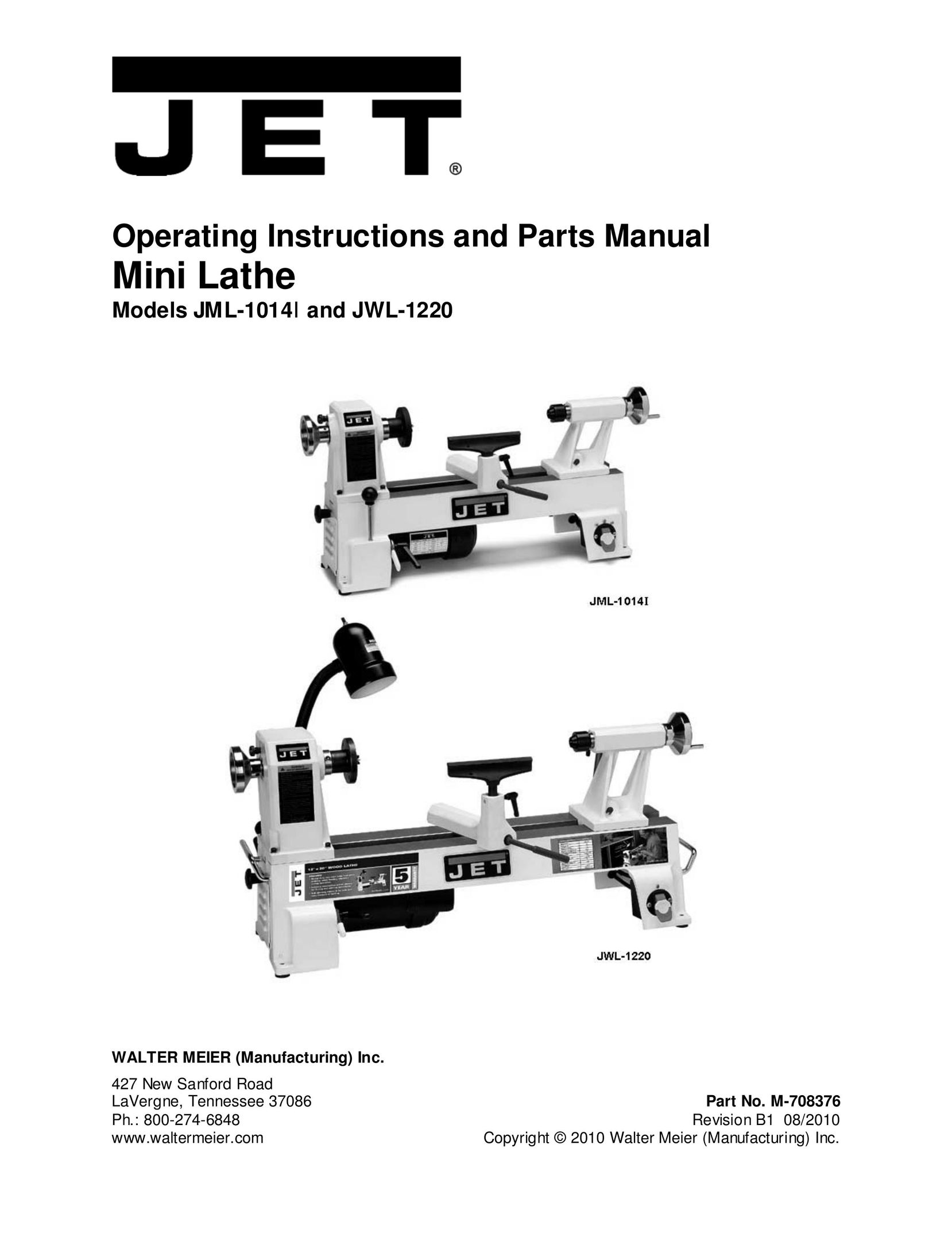 Jet Tools JML-1014 JWL-1220 Lathe User Manual