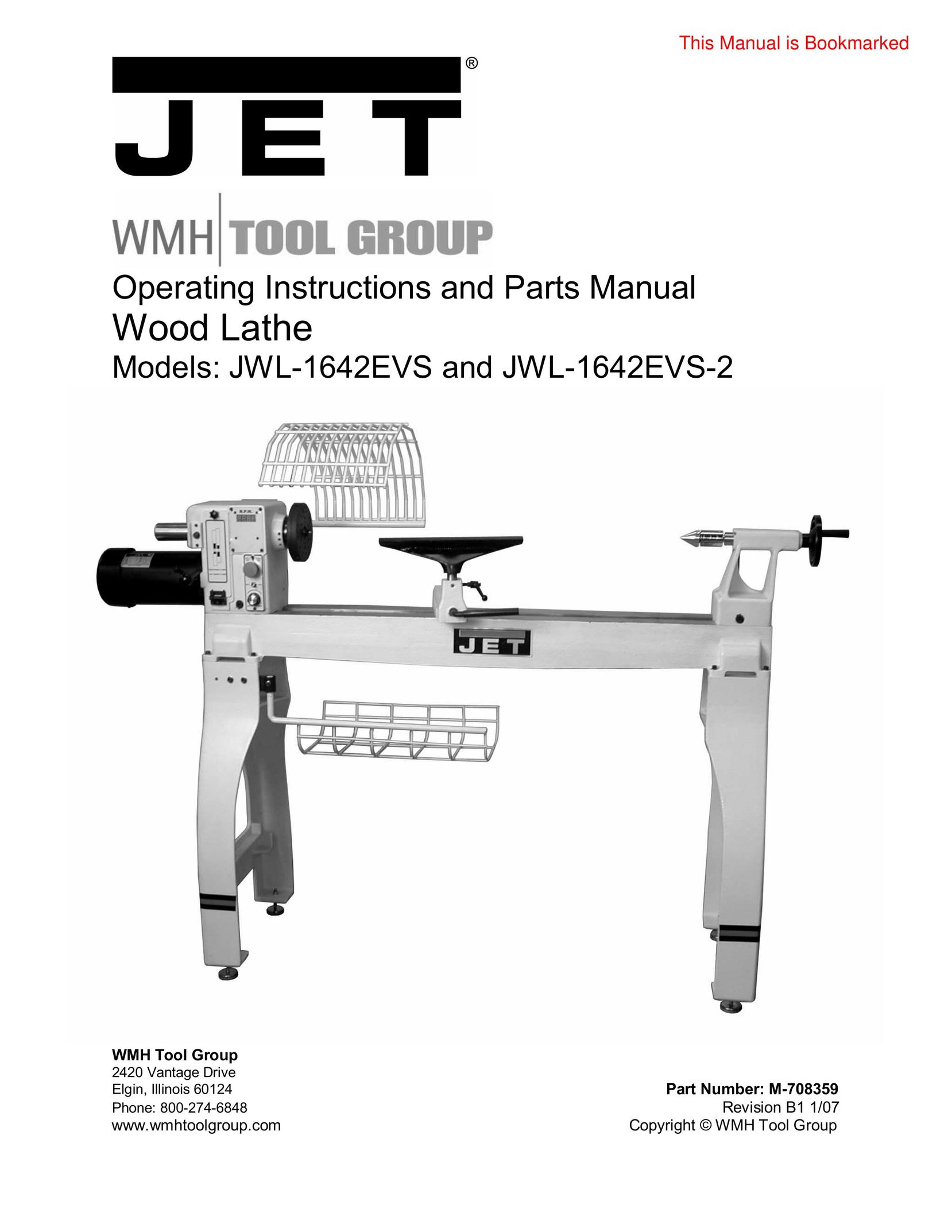 Jet Tools JWL-1642EVS-2 Lathe User Manual