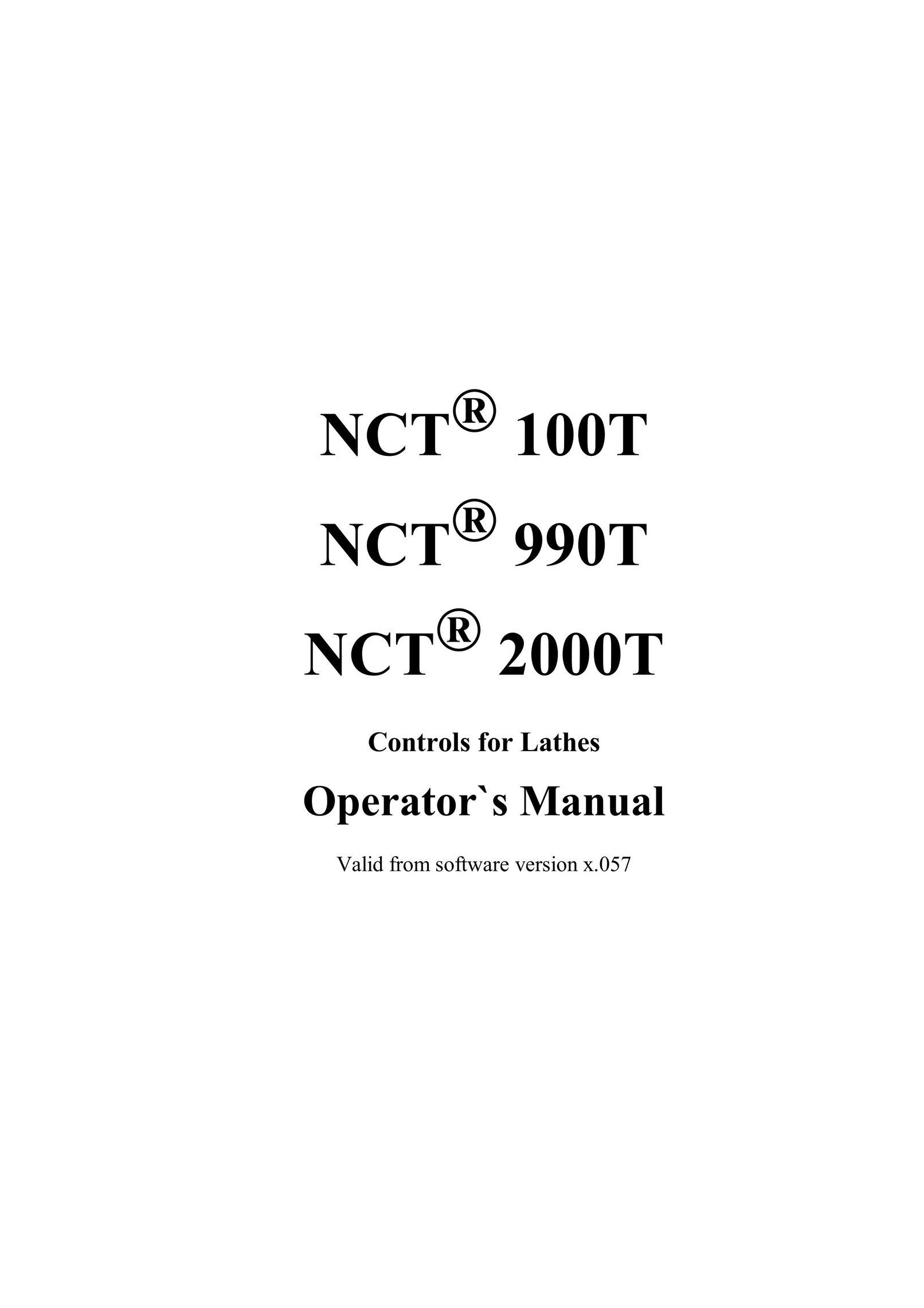 NCT Group NCT 100T Lathe User Manual