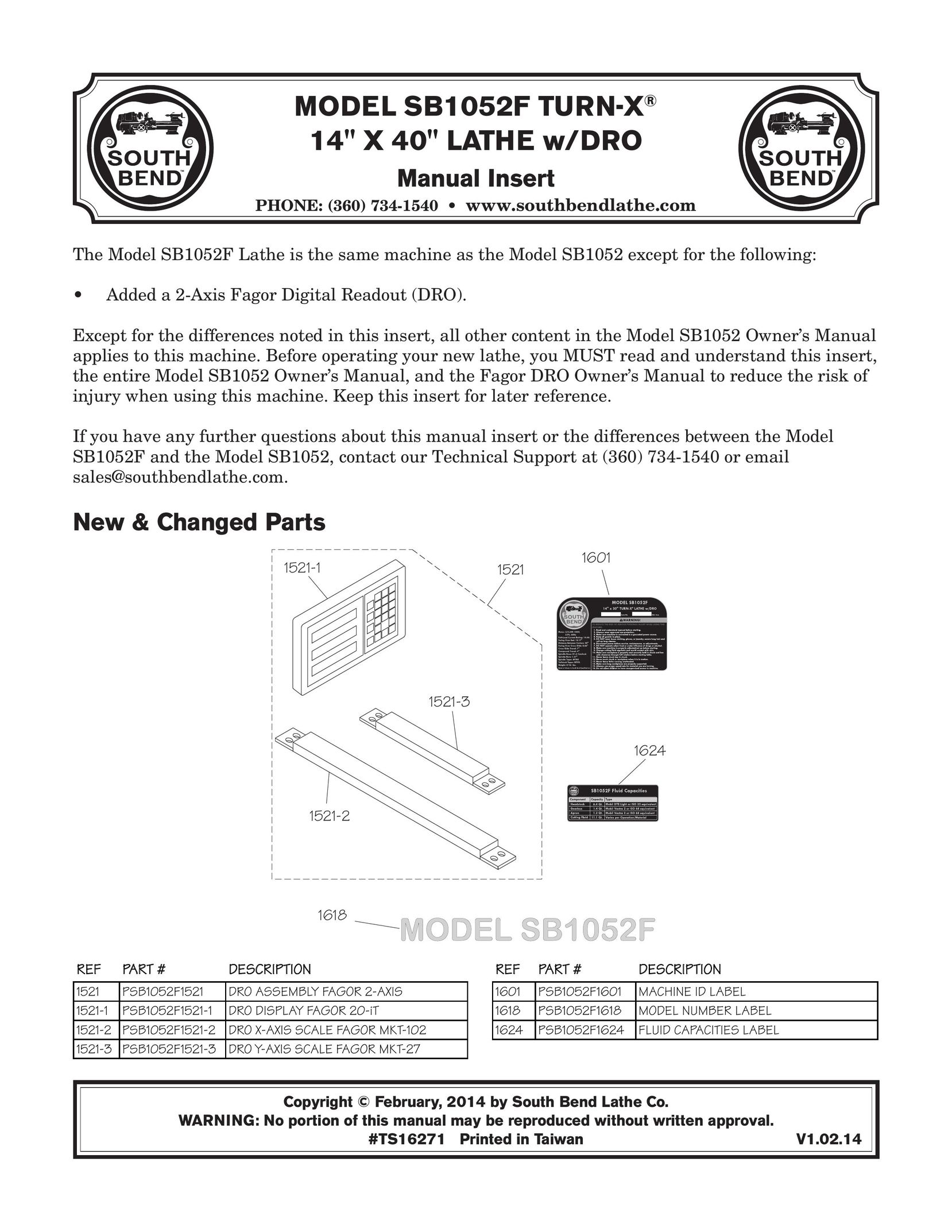 Southbend SB1052F TURN-X Lathe User Manual
