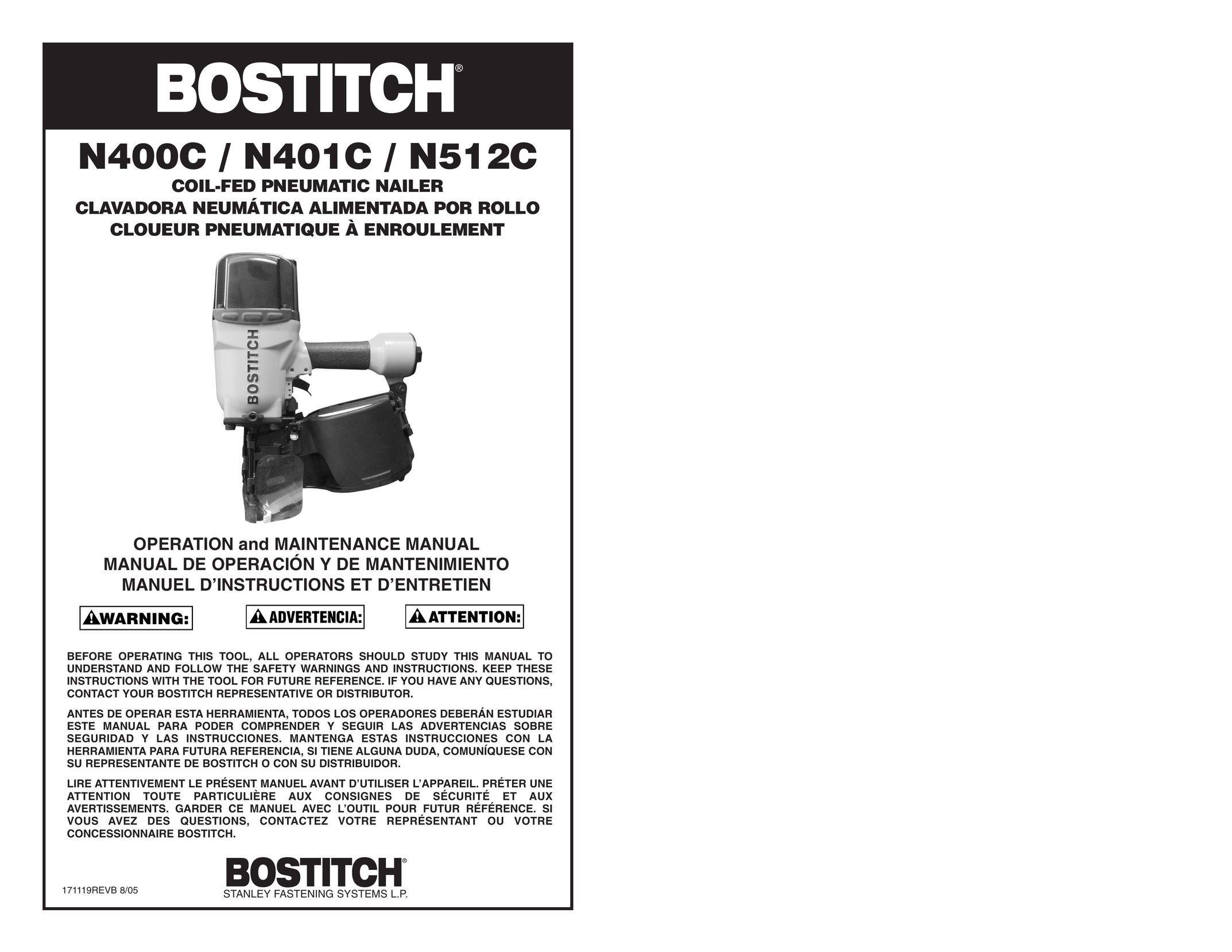 Bostitch 171119REVB Nail Gun User Manual