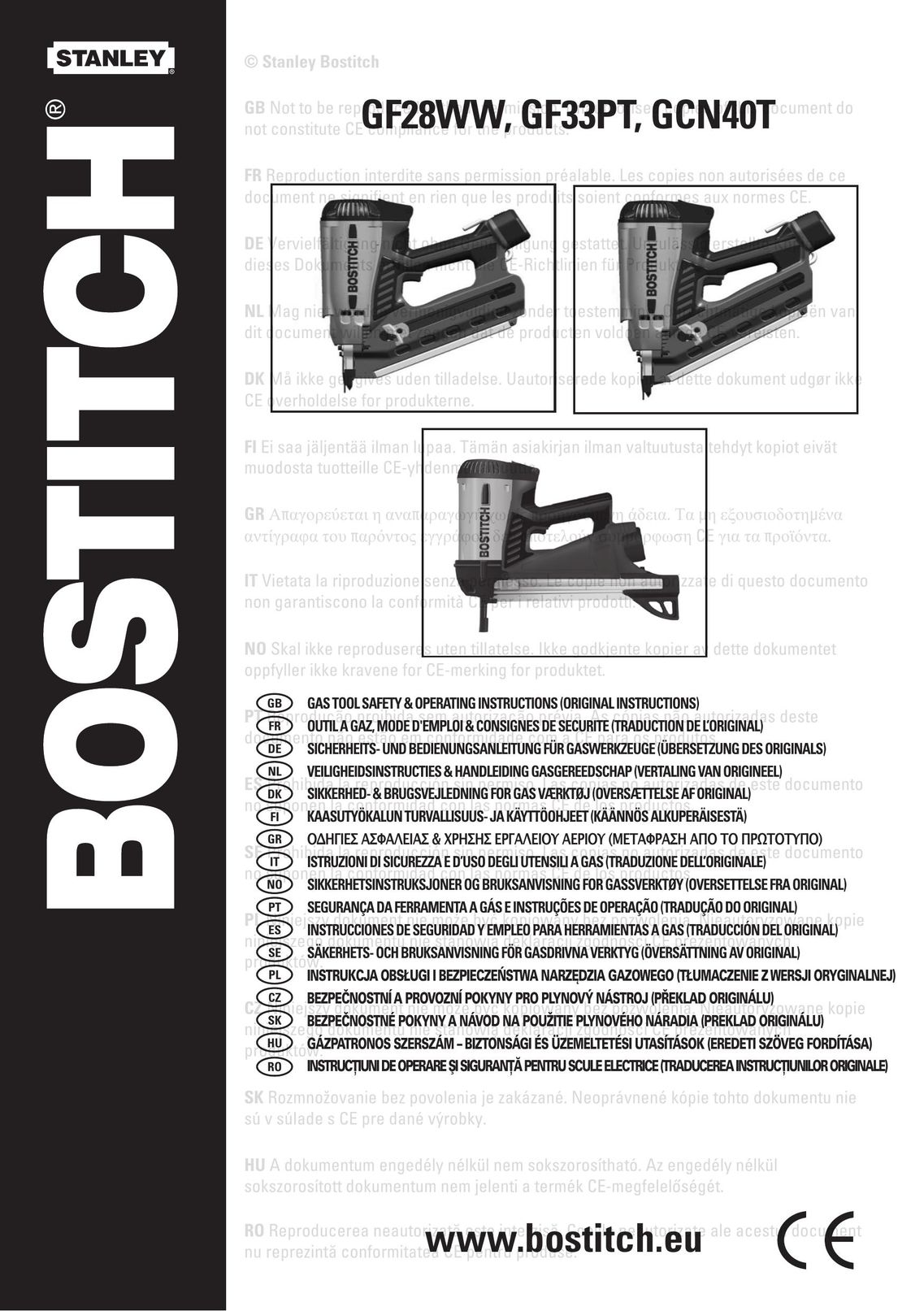 Bostitch GF33PT Nail Gun User Manual