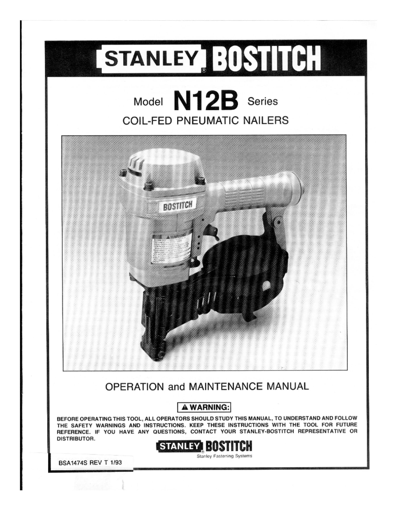 Bostitch N12B Nail Gun User Manual
