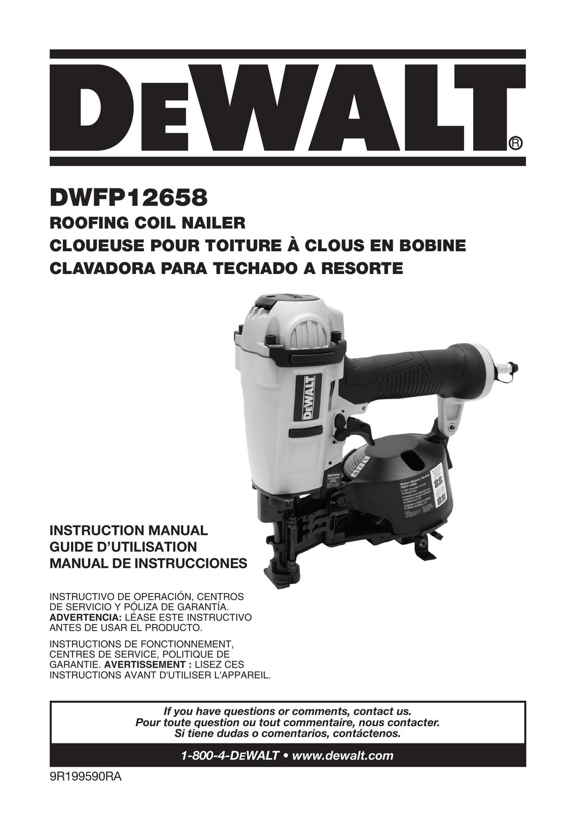 DeWalt DWFP12658 Nail Gun User Manual