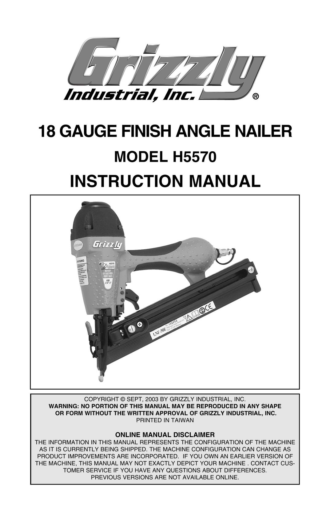 Grizzly H5570 Nail Gun User Manual
