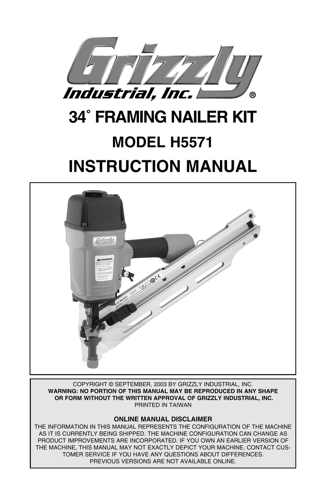 Grizzly H5571 Nail Gun User Manual