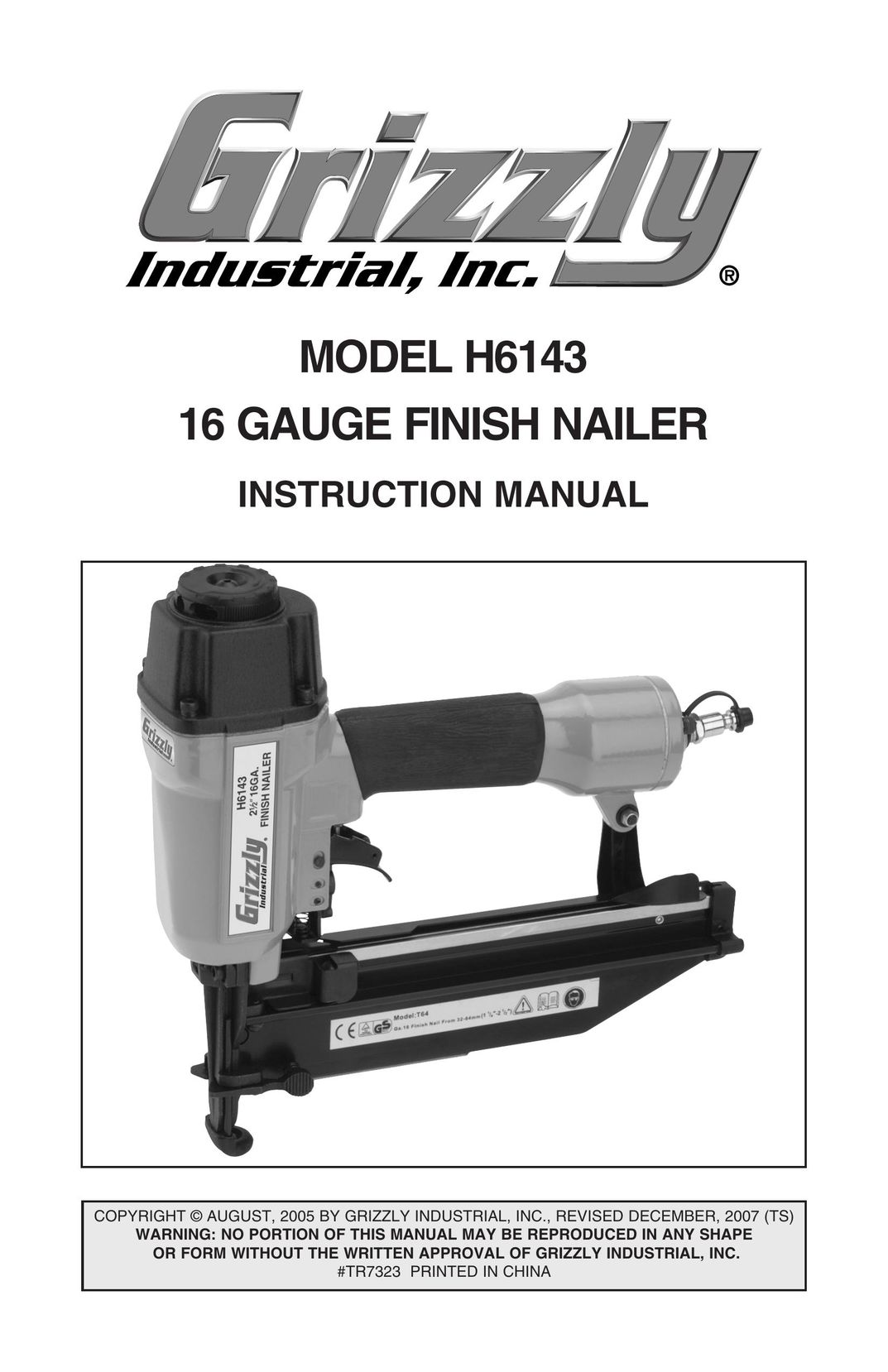Grizzly H6143 Nail Gun User Manual