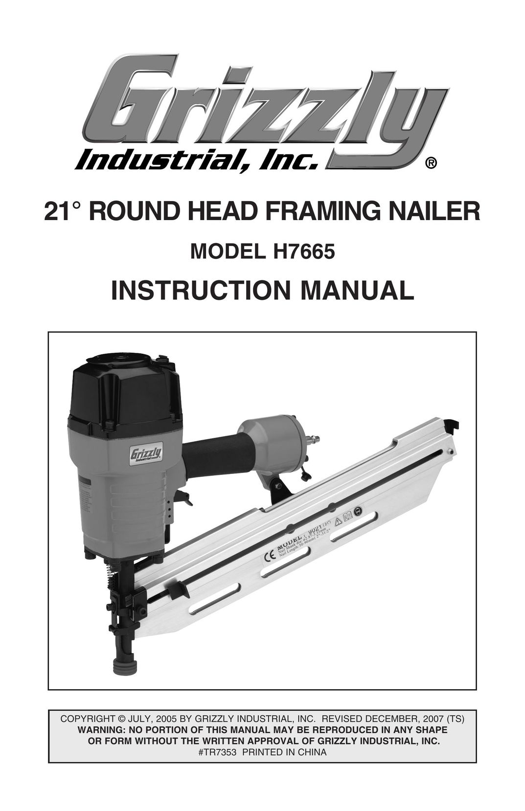 Grizzly H7665 Nail Gun User Manual