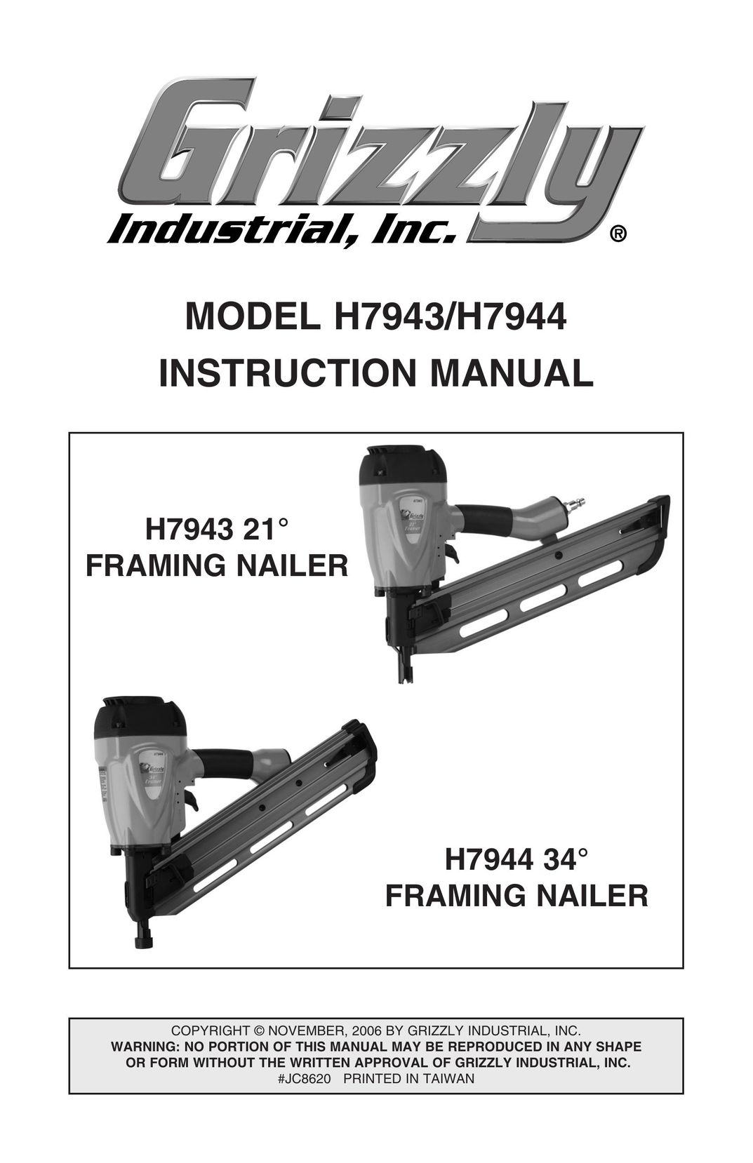 Grizzly H7943/H7944 Nail Gun User Manual