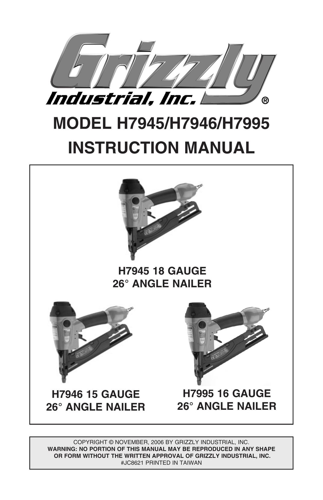 Grizzly H7945 Nail Gun User Manual