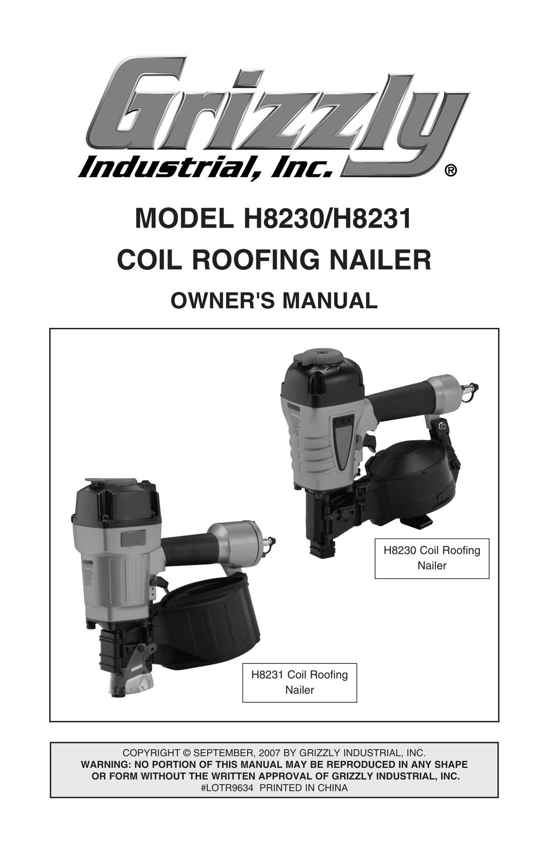 Grizzly H8230 Nail Gun User Manual