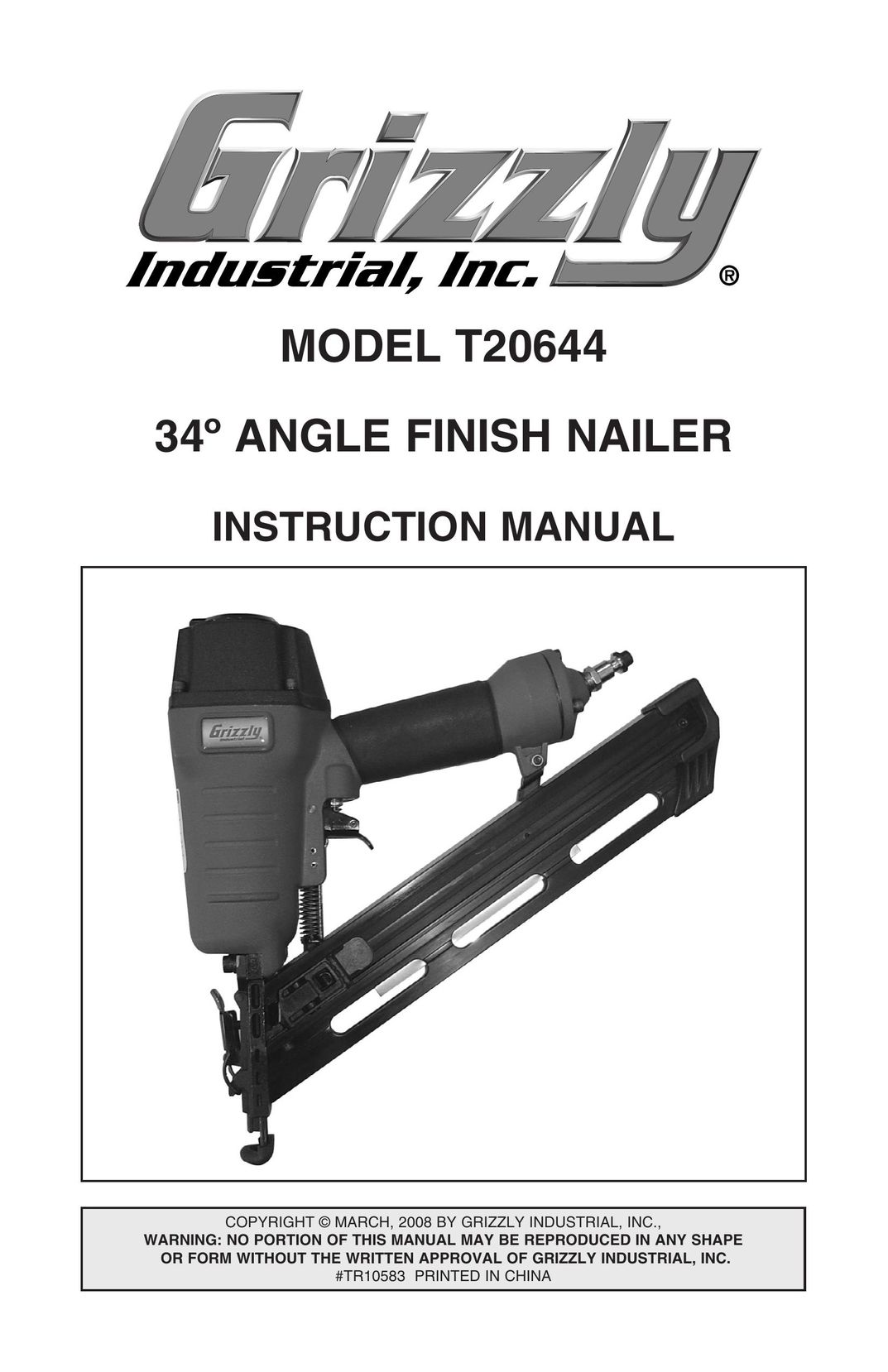 Grizzly T20644 Nail Gun User Manual