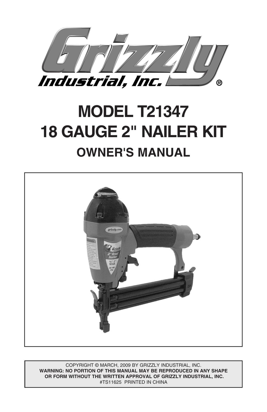 Grizzly T21347 Nail Gun User Manual