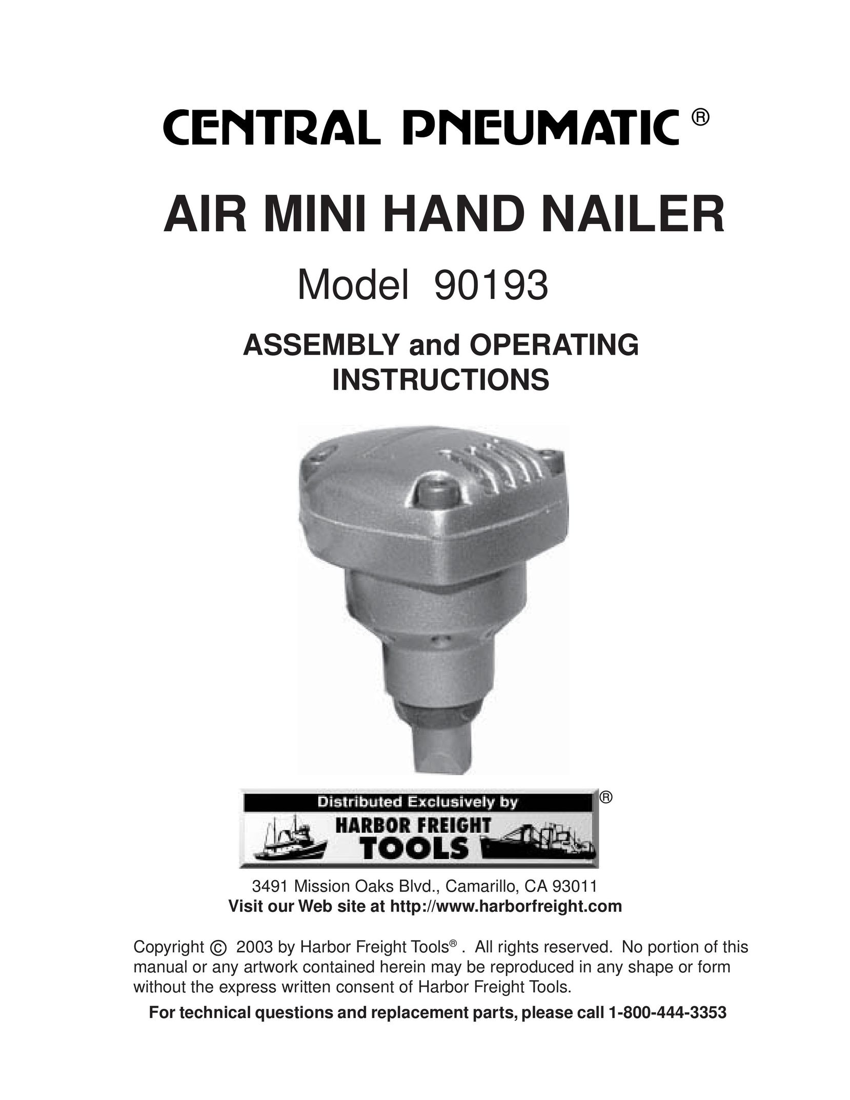 Harbor Freight Tools 90193 Nail Gun User Manual