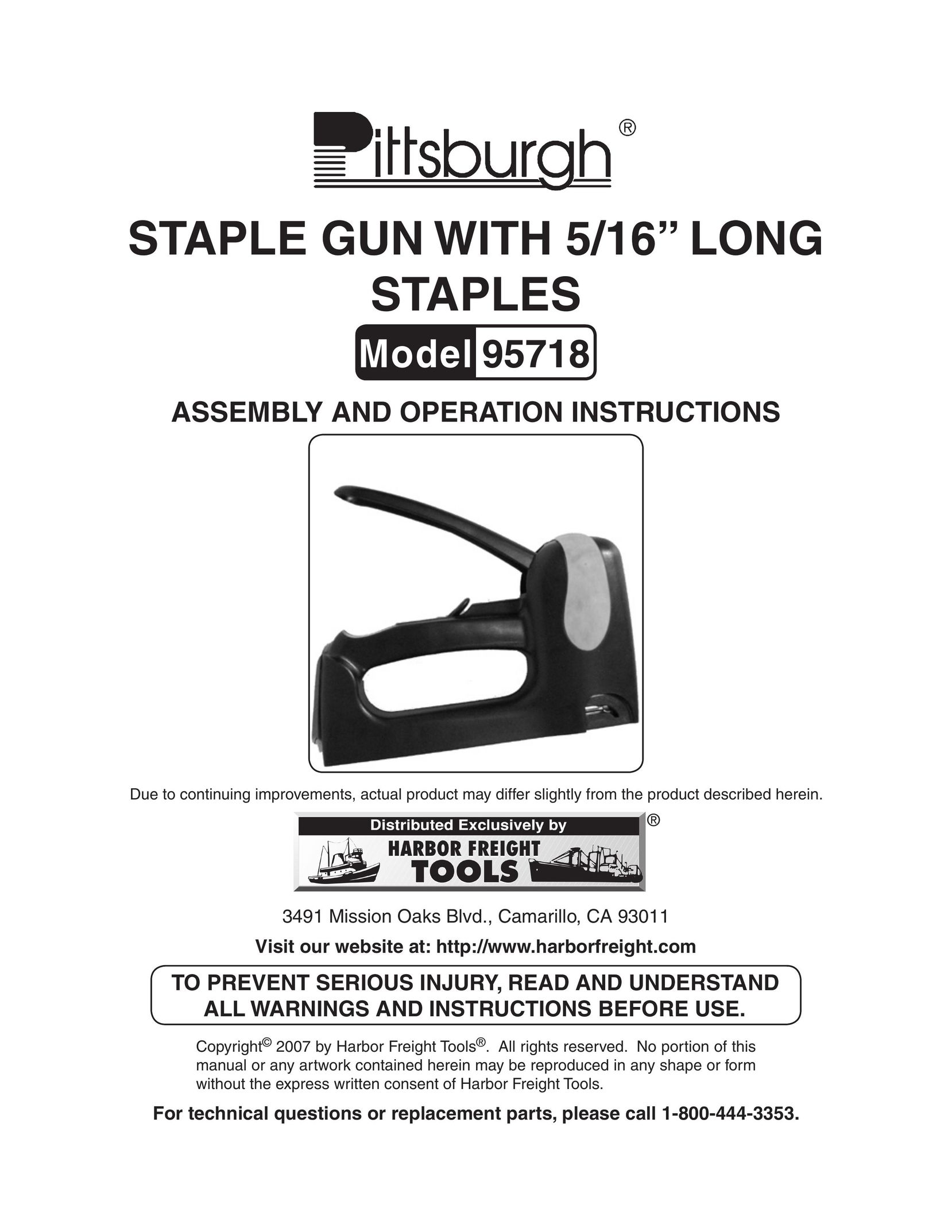 Harbor Freight Tools 95718 Nail Gun User Manual