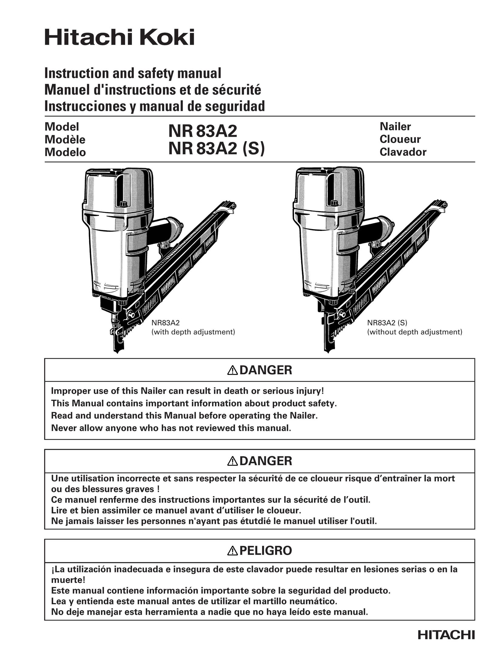 Hitachi Koki USA NR 83A2 Nail Gun User Manual