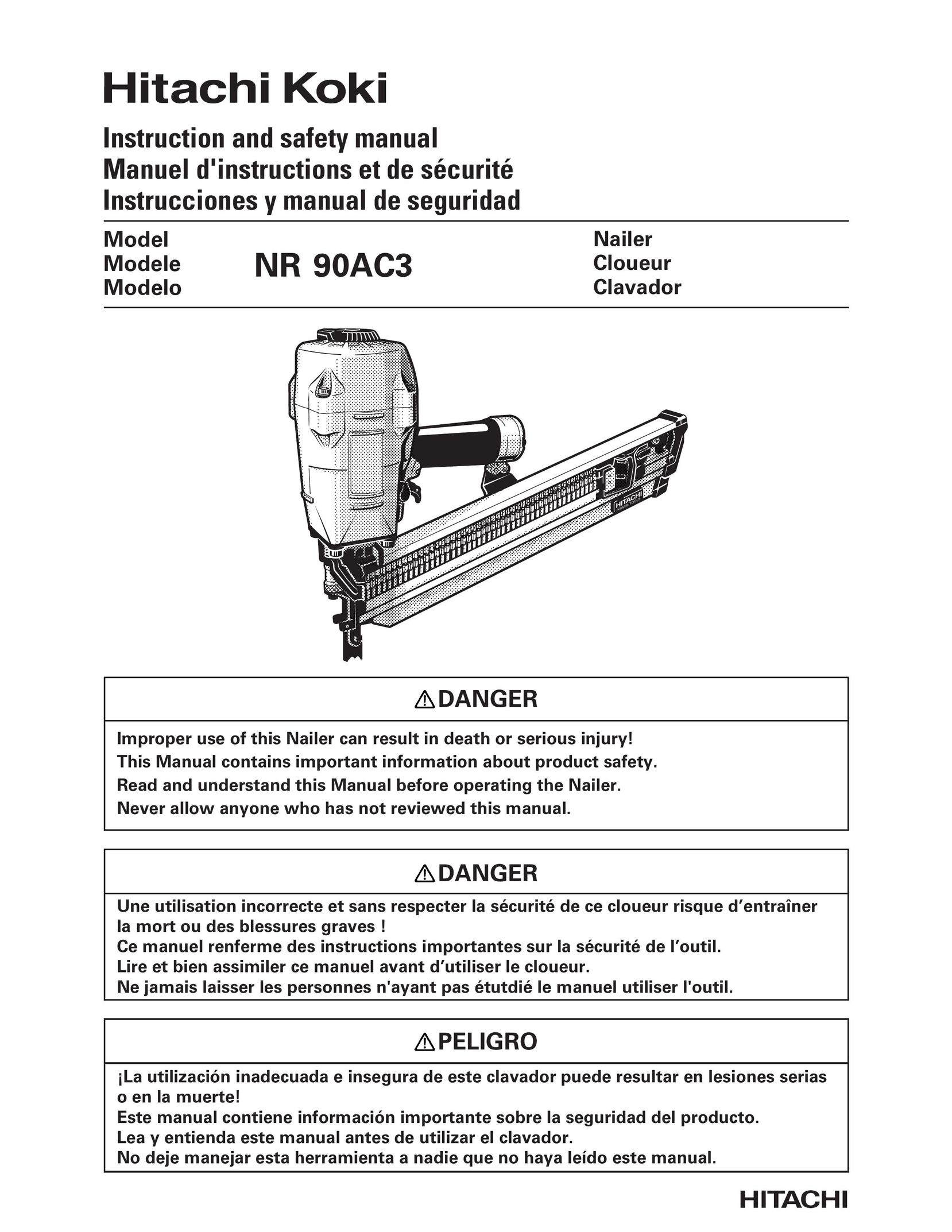 Hitachi Koki USA NR 90AC3 Nail Gun User Manual