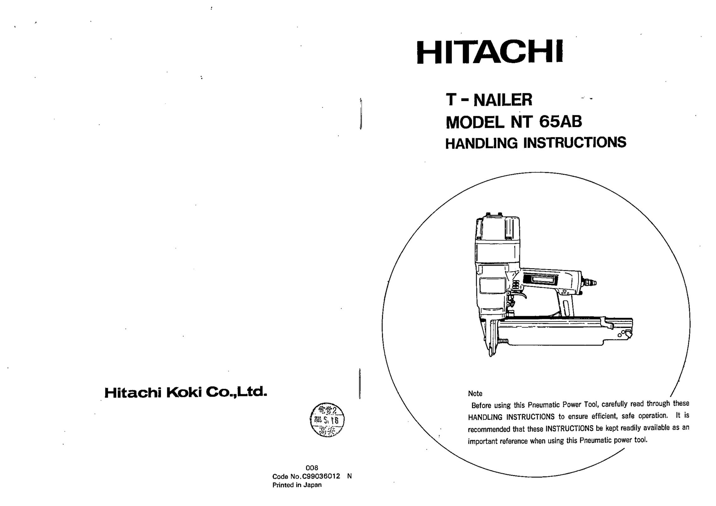 Hitachi Koki USA NT 65AB Nail Gun User Manual