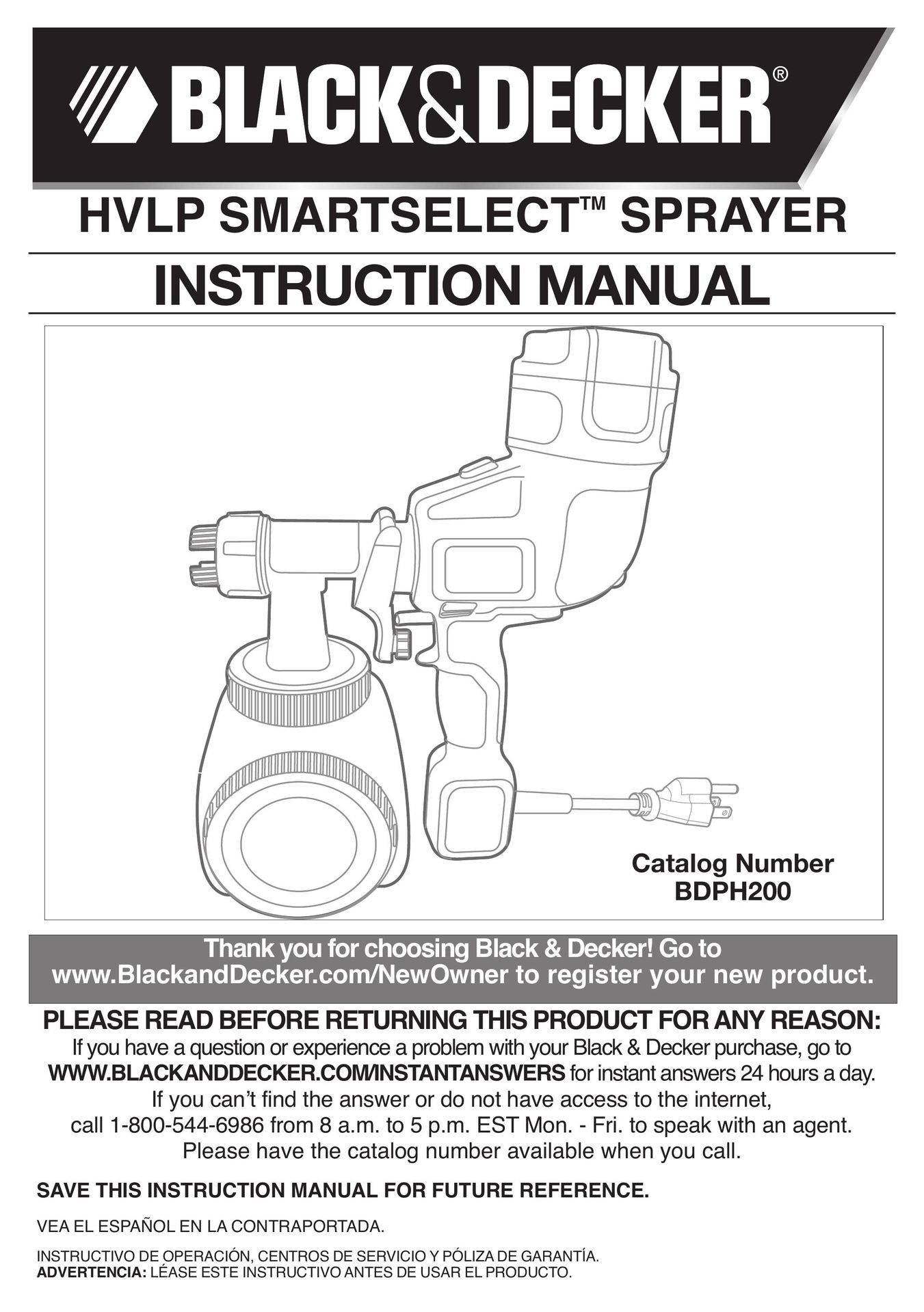 Black & Decker BDPH200 Paint Sprayer User Manual