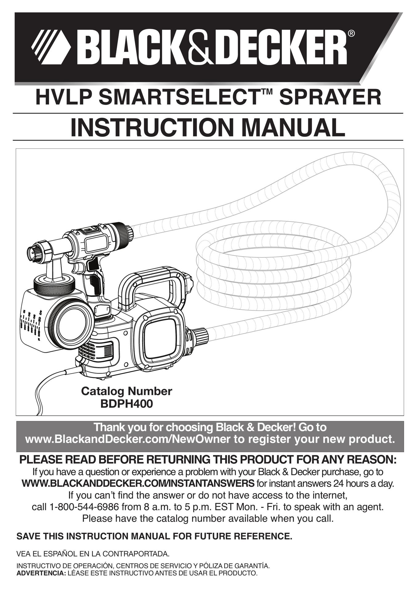 Black & Decker BDPH400 Paint Sprayer User Manual