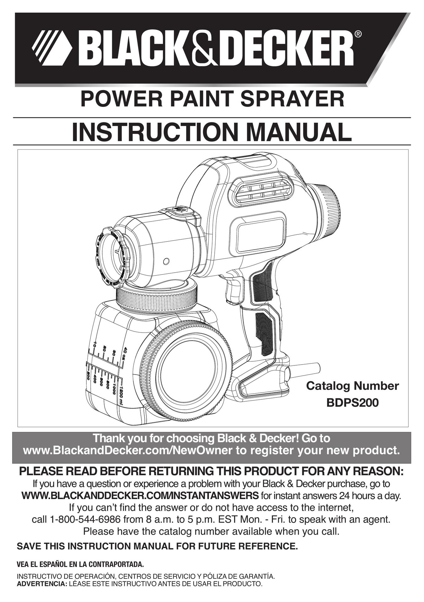Black & Decker BDPS200 Paint Sprayer User Manual
