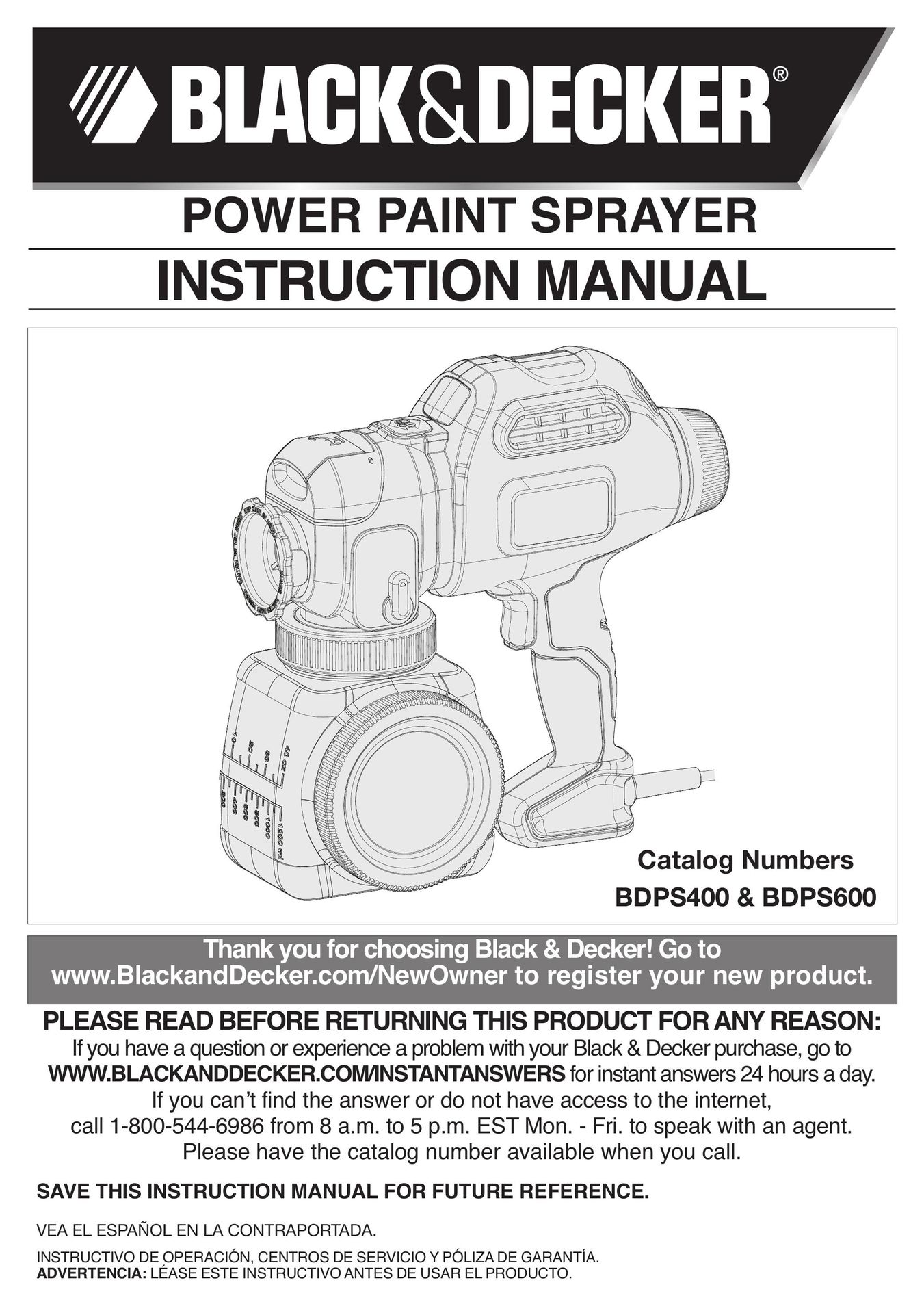 Black & Decker BDPS400K Paint Sprayer User Manual