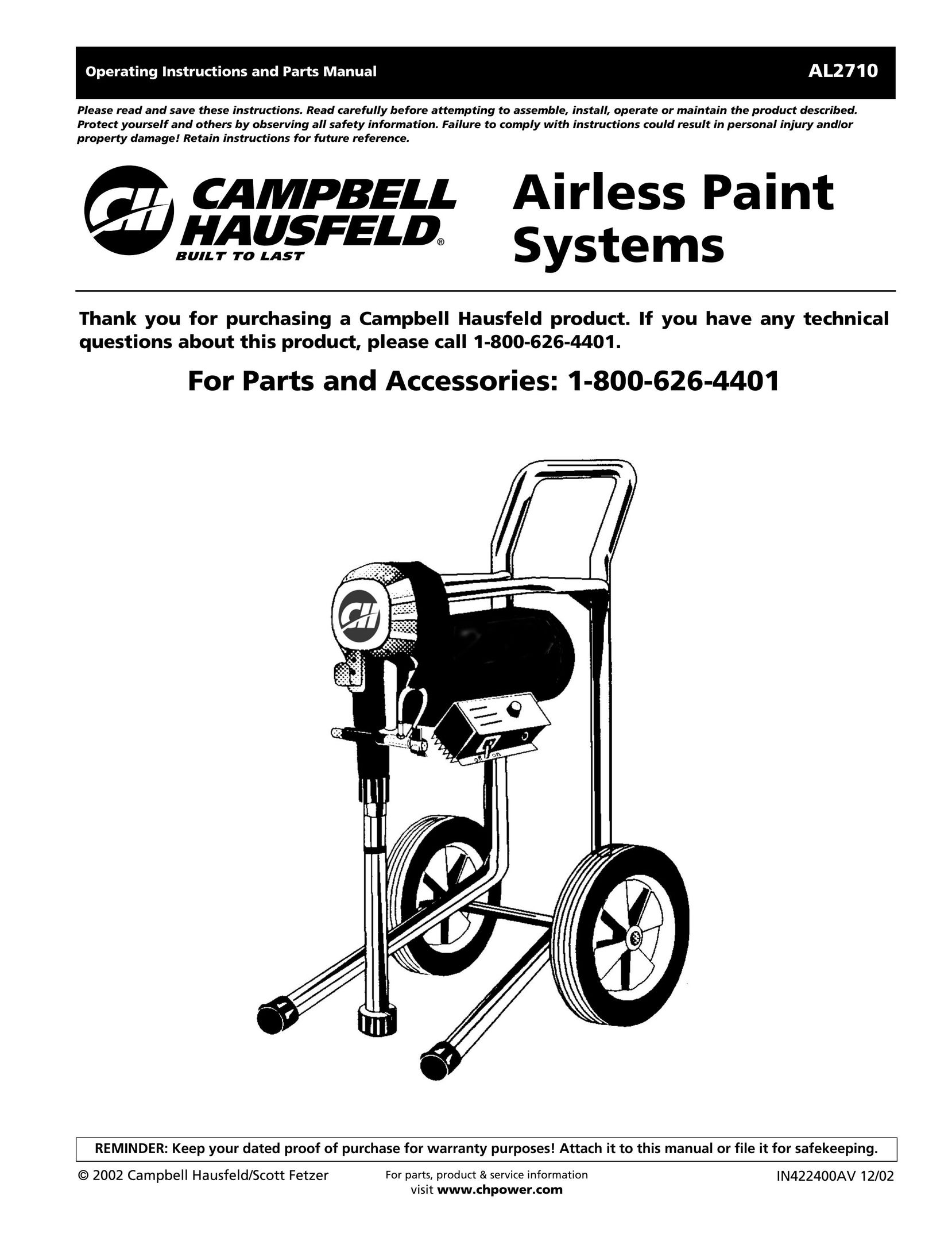 Campbell Hausfeld AL2710 Paint Sprayer User Manual