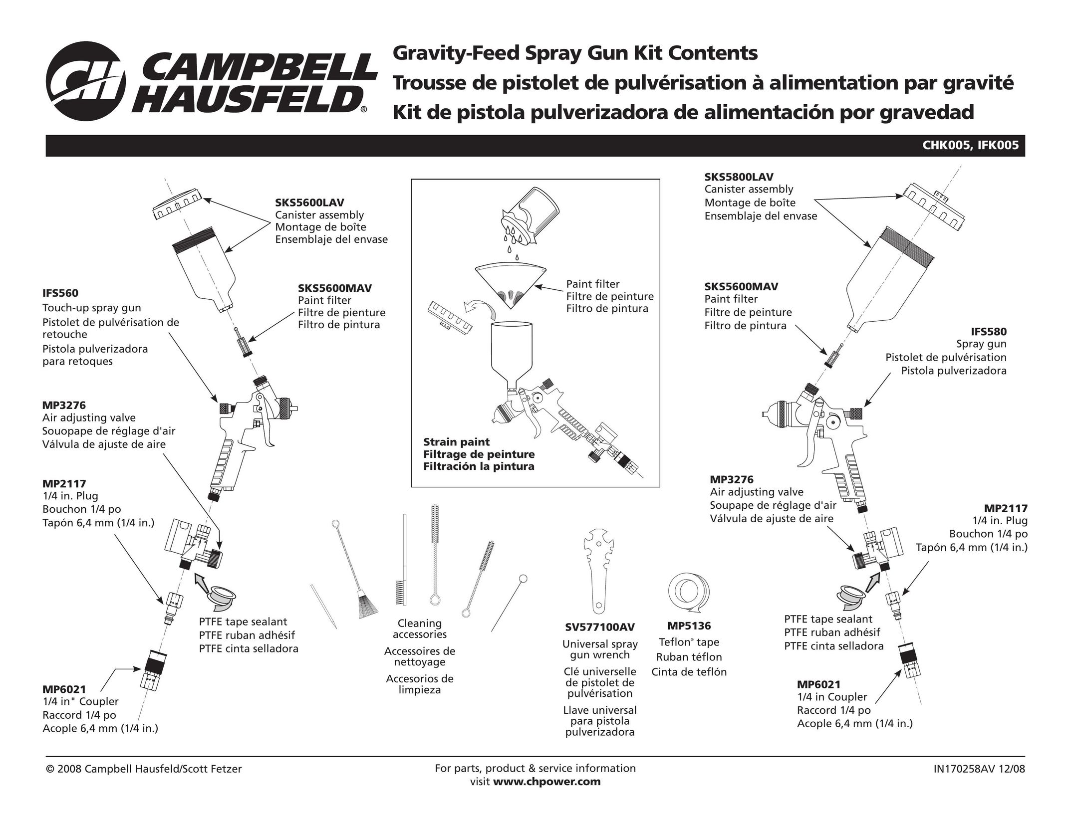 Campbell Hausfeld CHK005 Paint Sprayer User Manual