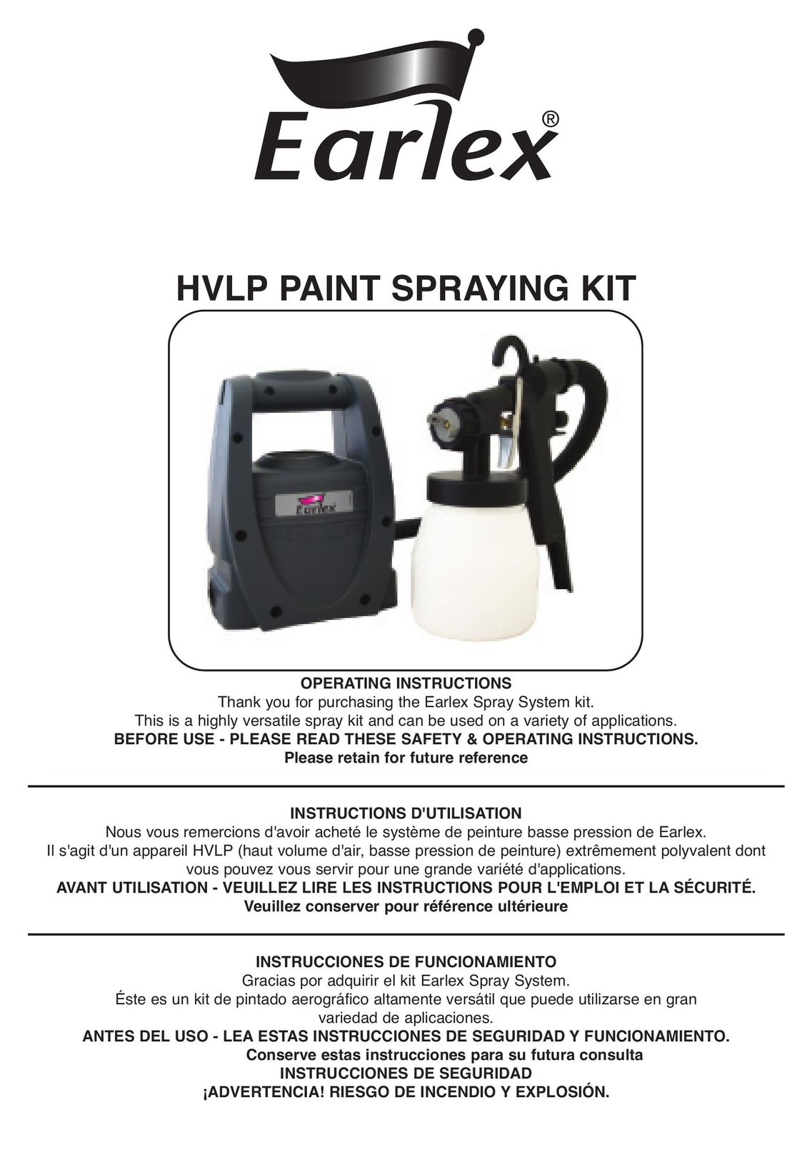 Earlex HV1900 Paint Sprayer User Manual