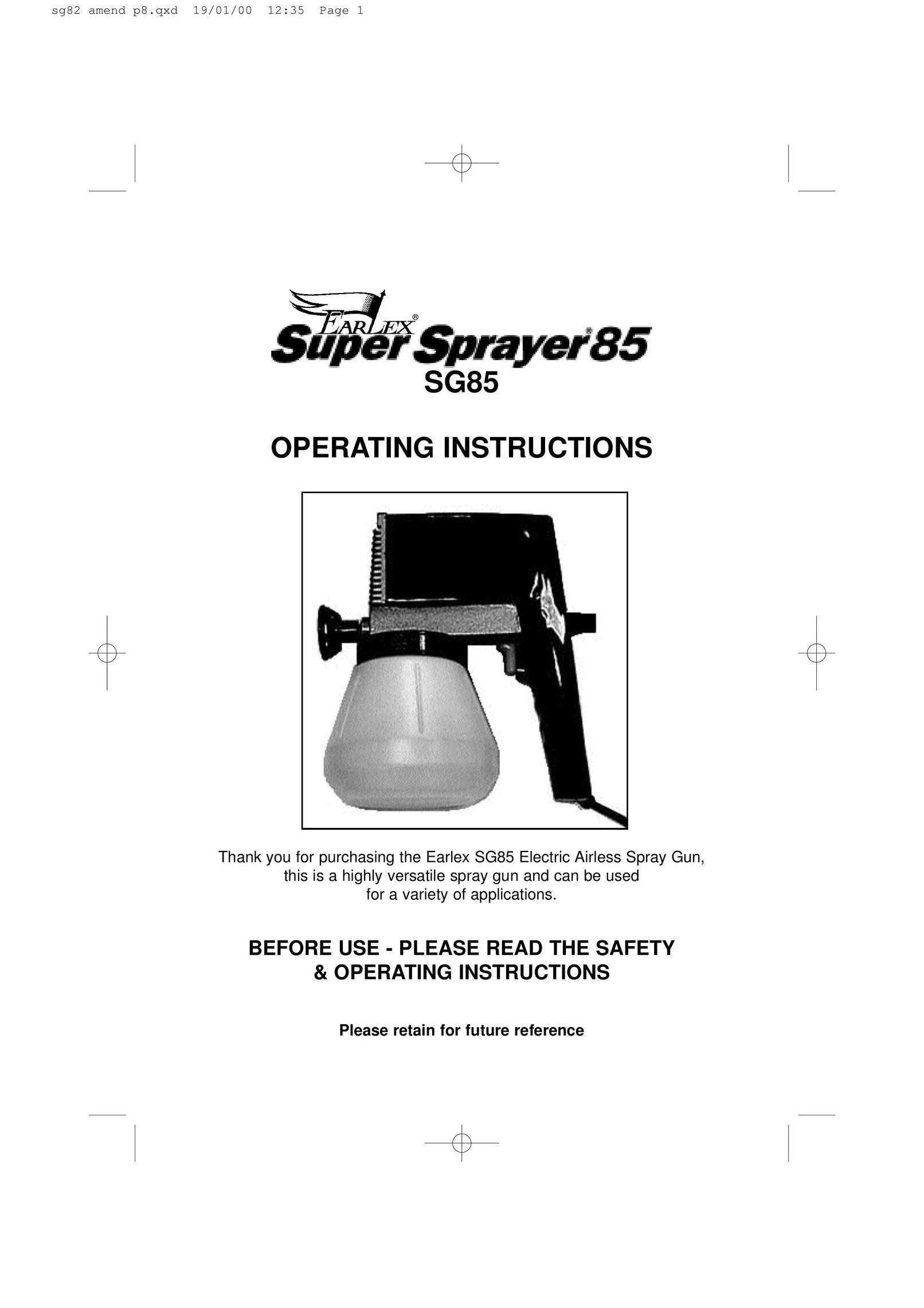 Earlex SG85 Paint Sprayer User Manual