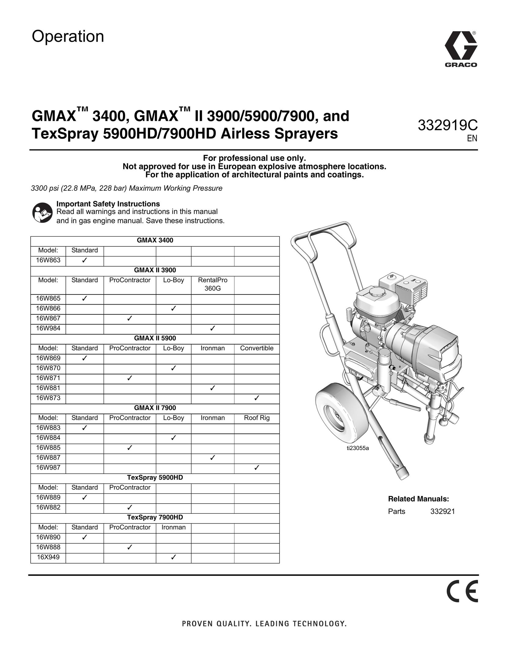 Graco 16W889 Paint Sprayer User Manual