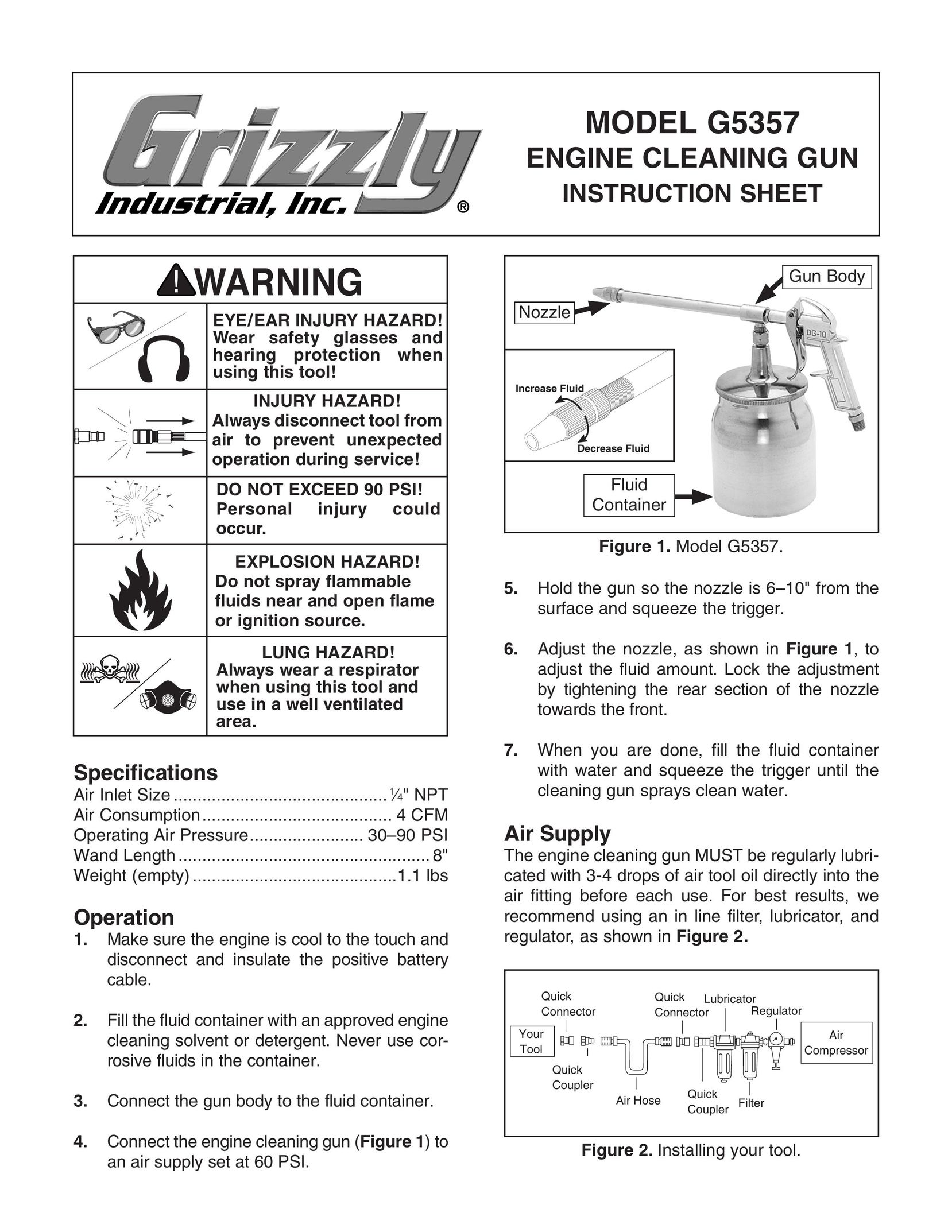 Grizzly G5357 Paint Sprayer User Manual