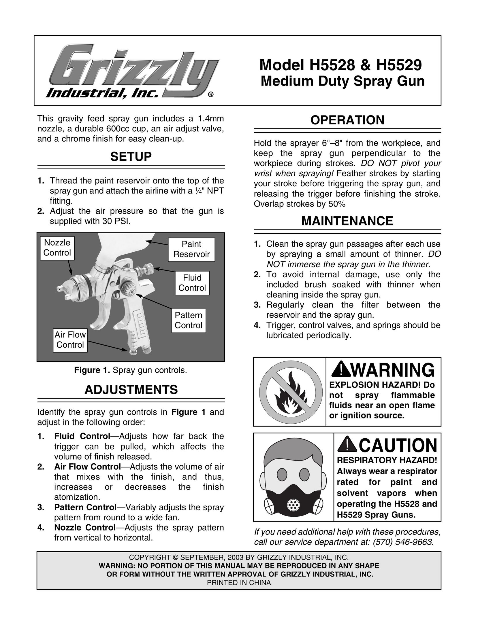 Grizzly H5529 Paint Sprayer User Manual