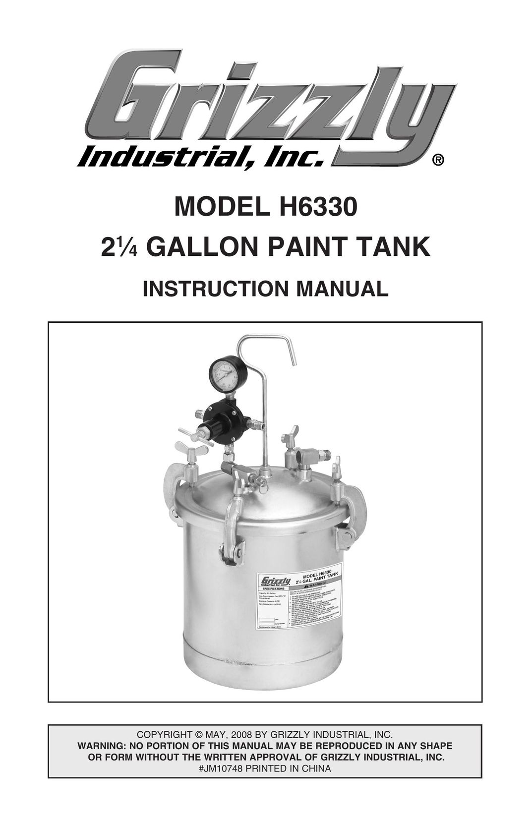 Grizzly H6330 Paint Sprayer User Manual