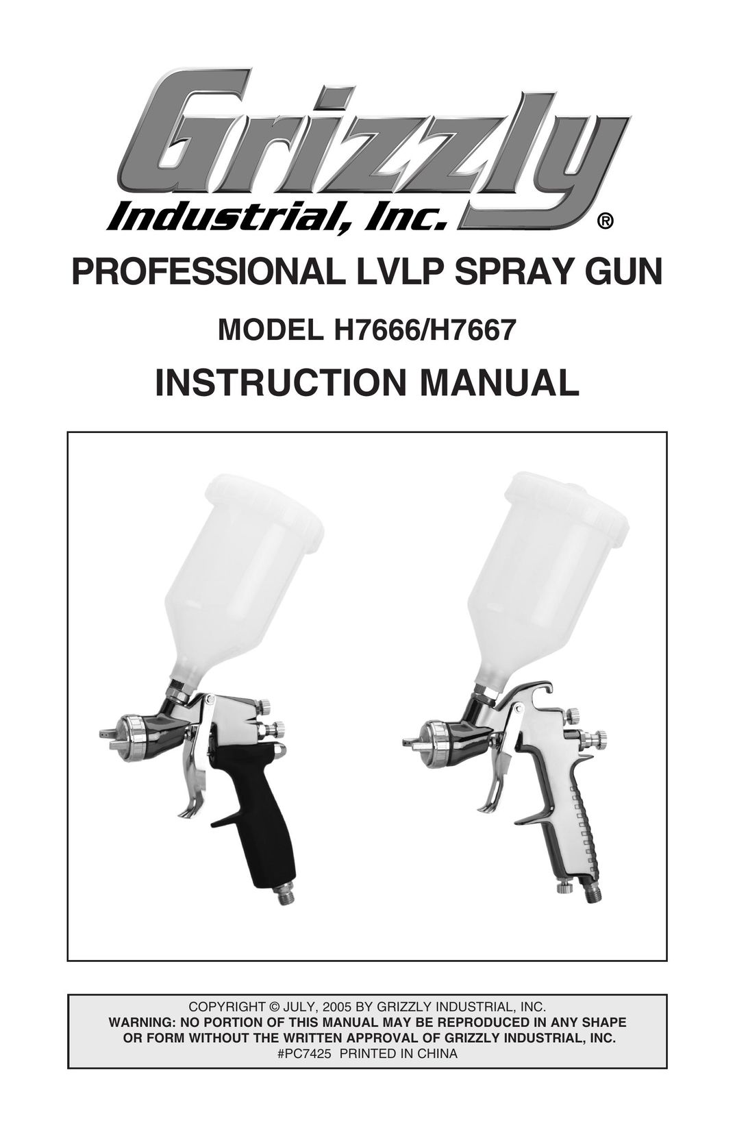 Grizzly H7666 Paint Sprayer User Manual