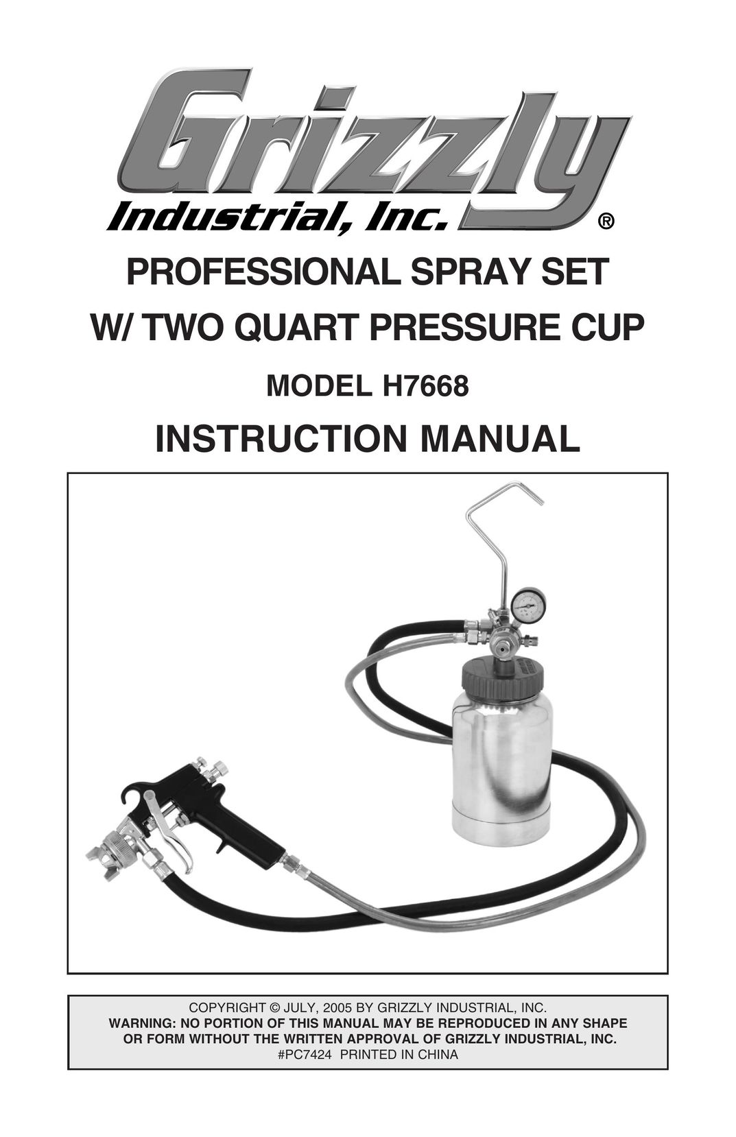 Grizzly H7668 Paint Sprayer User Manual