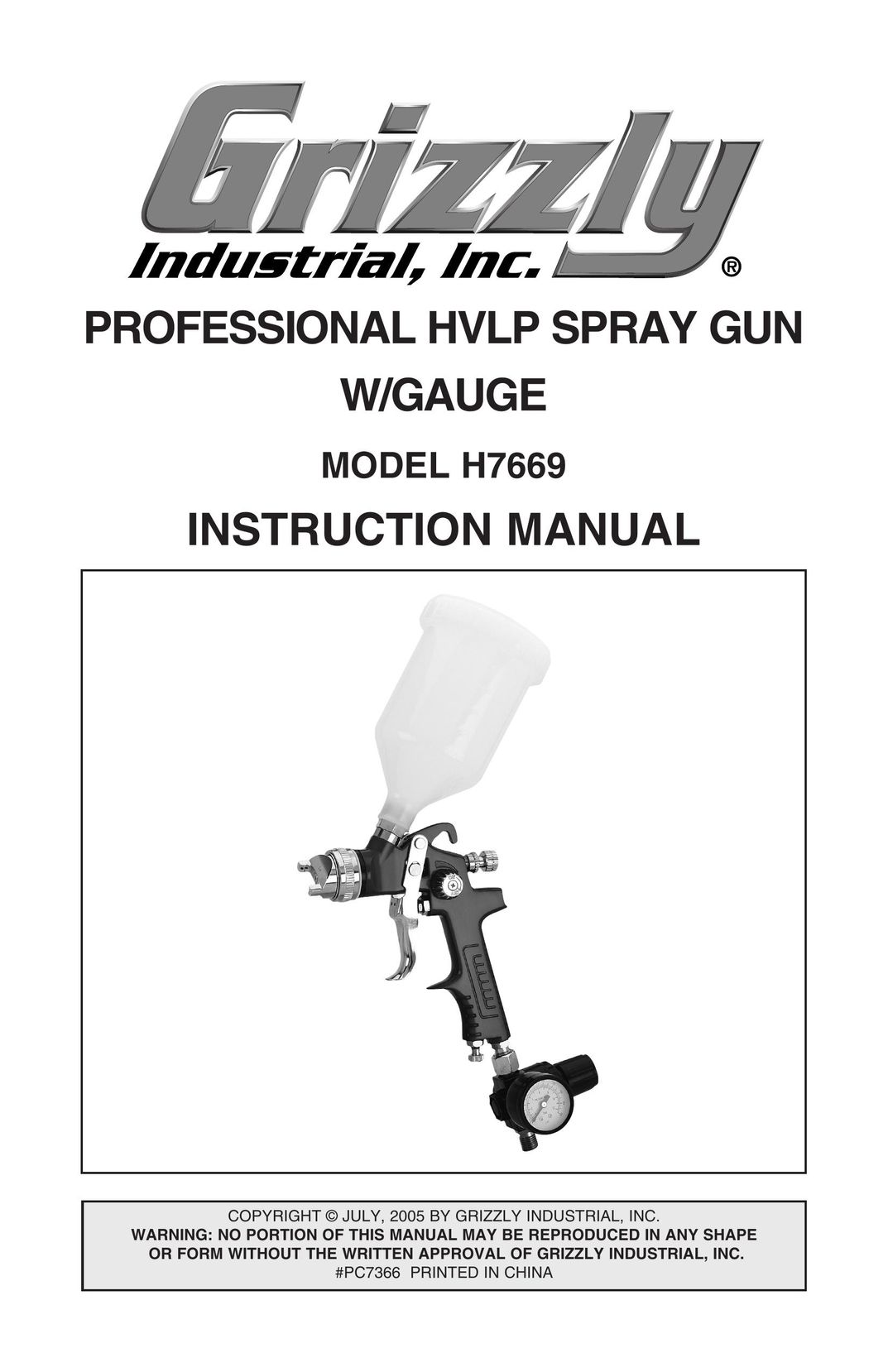 Grizzly H7669 Paint Sprayer User Manual