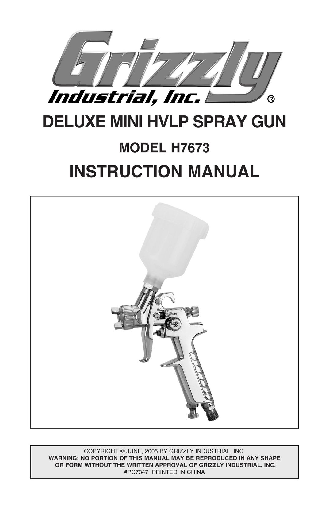 Grizzly H7673 Paint Sprayer User Manual