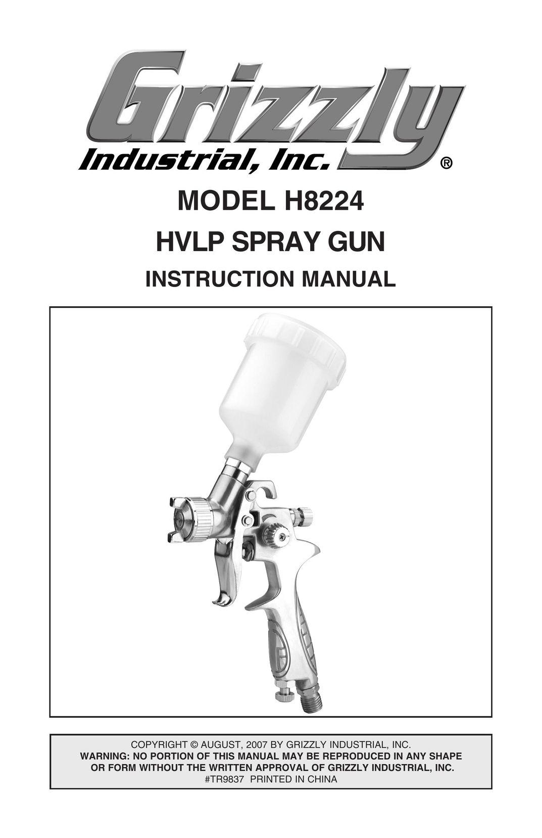 Grizzly H8224 Paint Sprayer User Manual