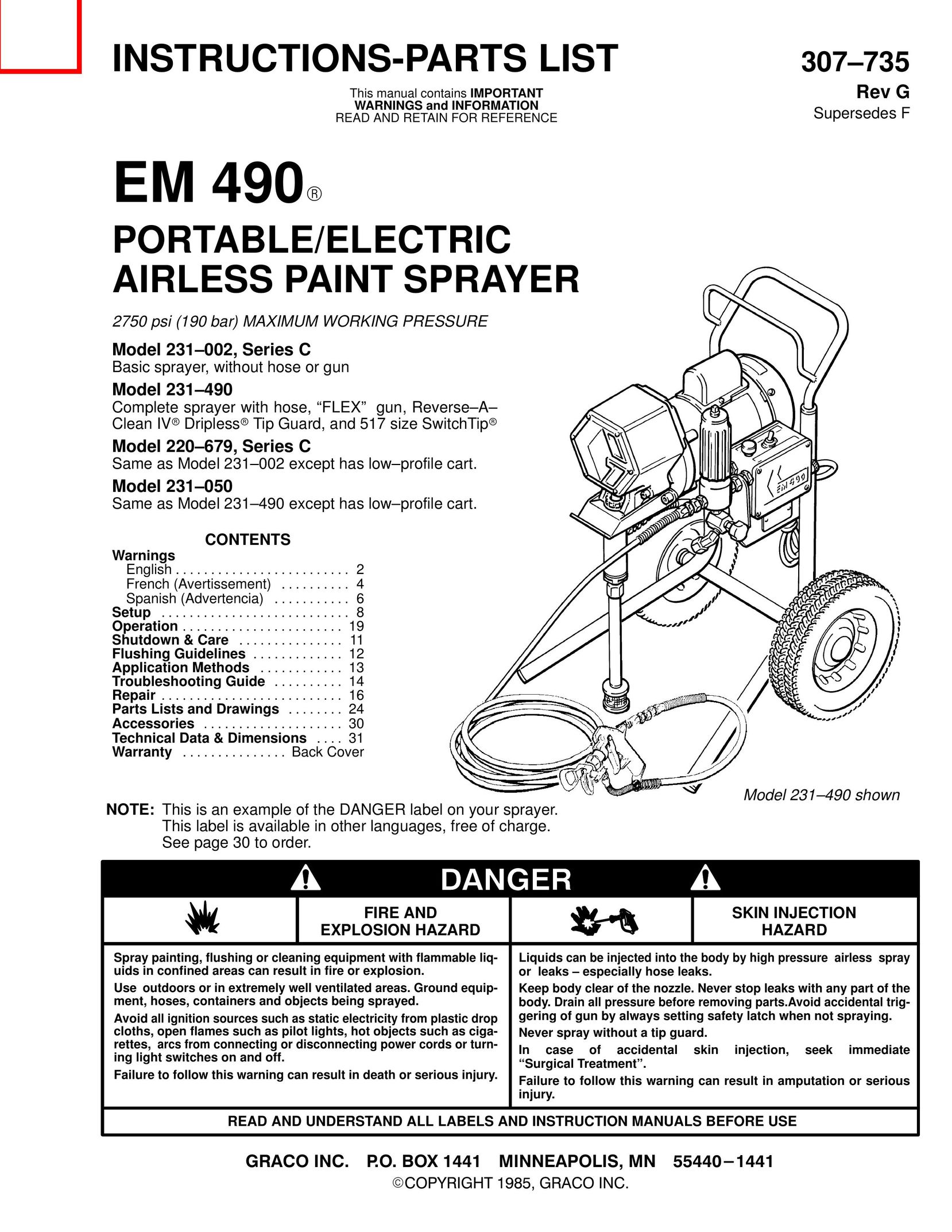 Hitachi EM 490 Paint Sprayer User Manual