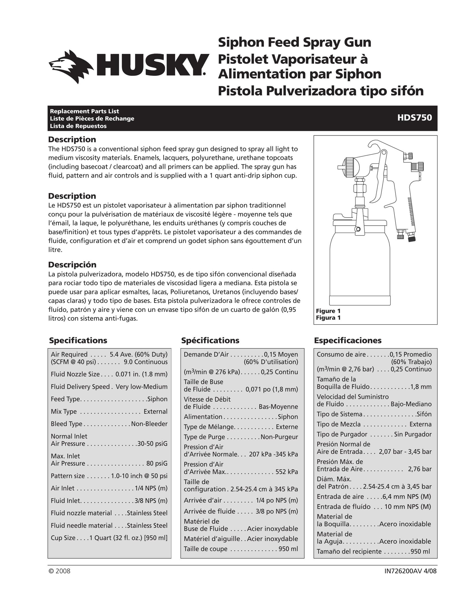 Husky HDS750 Paint Sprayer User Manual